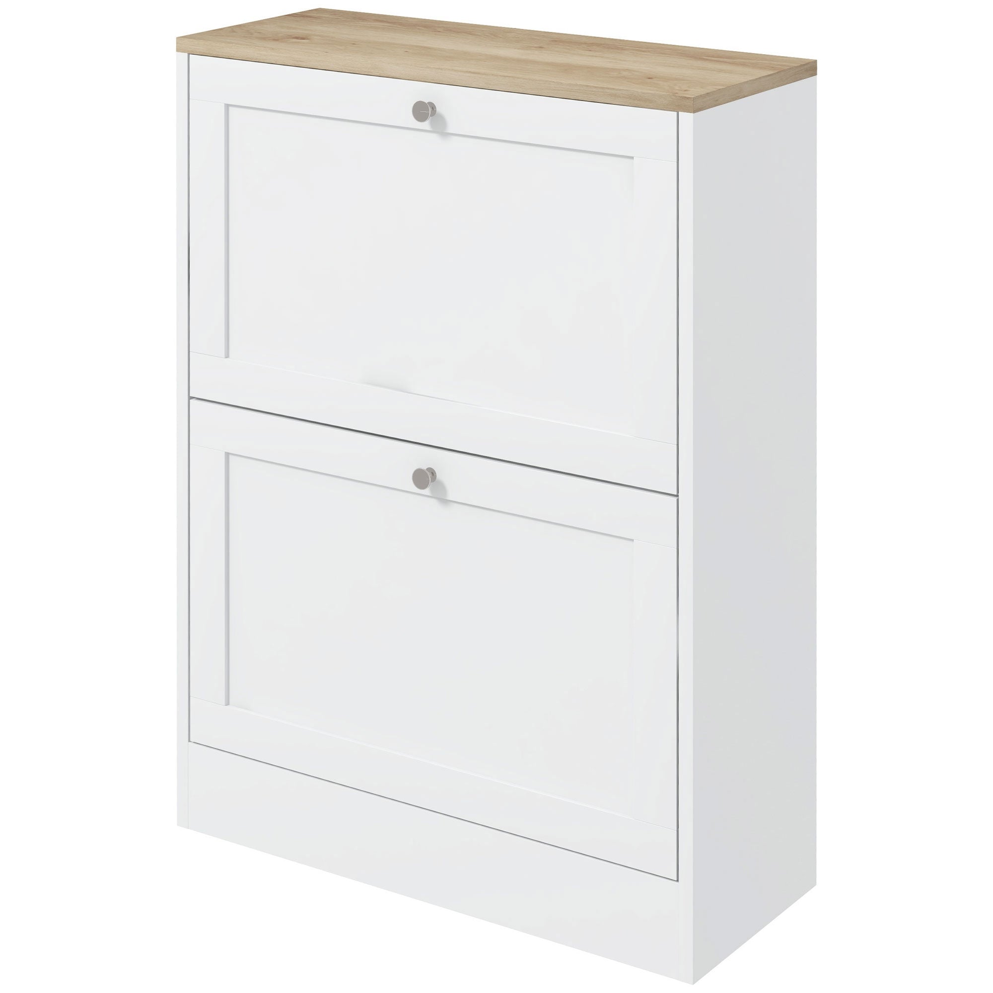 Slim Shoe Storage Cabinet with 2 Flip Drawers for 12 Pairs White