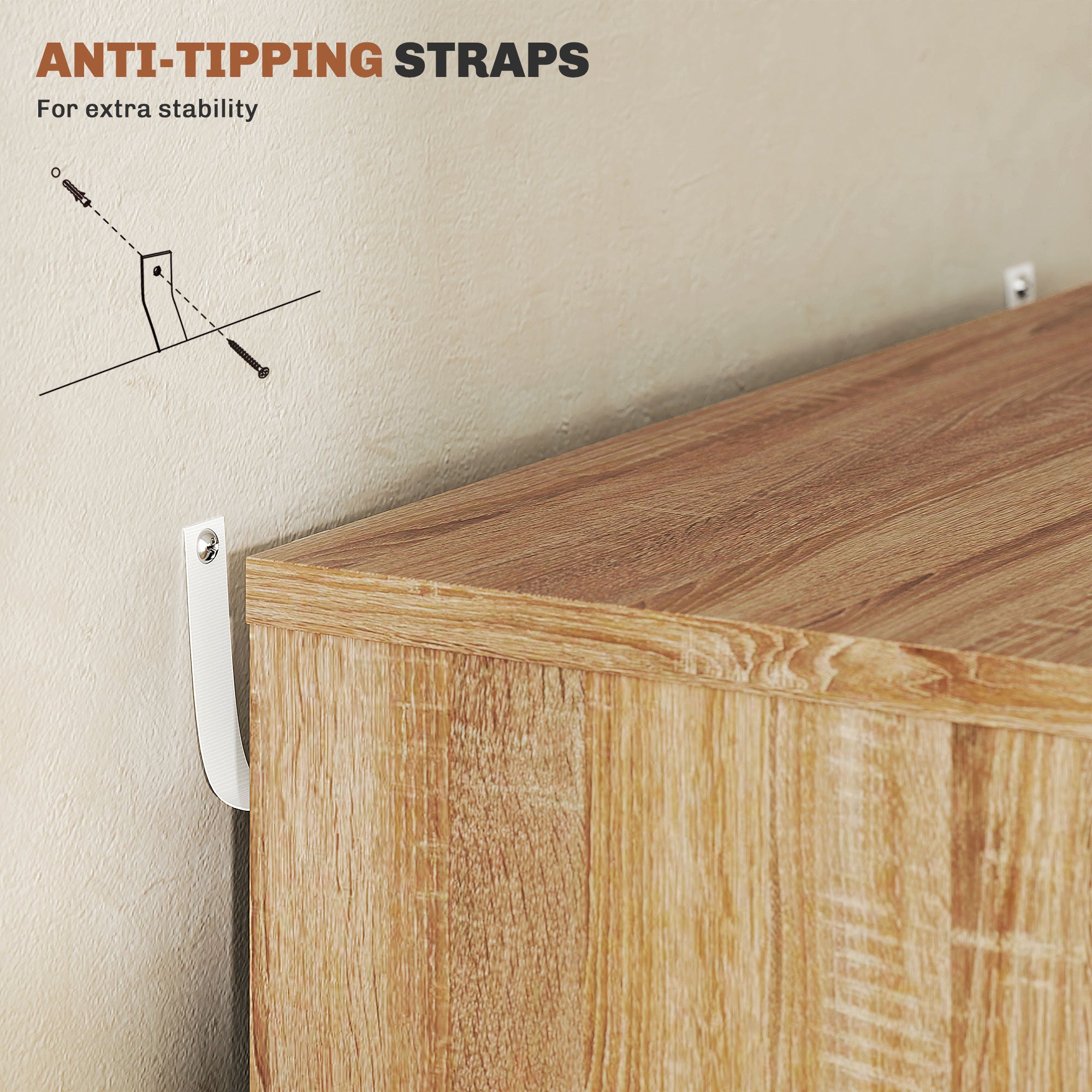 Vinsetto Vertical Filing Cabinet, 5-drawer File Cabinet, Mobile Office Cabinet on Wheels for Study, Home Office, Oak