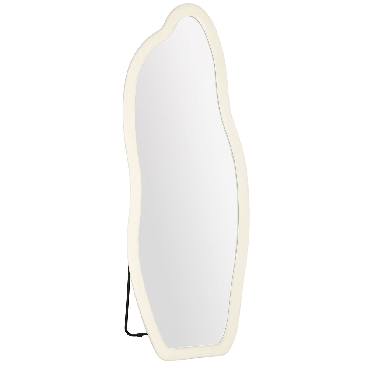 63" x 23.6" Full Length Mirror, Freestanding or Wall-Mounted Full Body Mirror with Velvet Padded Frame and Arched Top for Living Room, Bedroom, Cream White