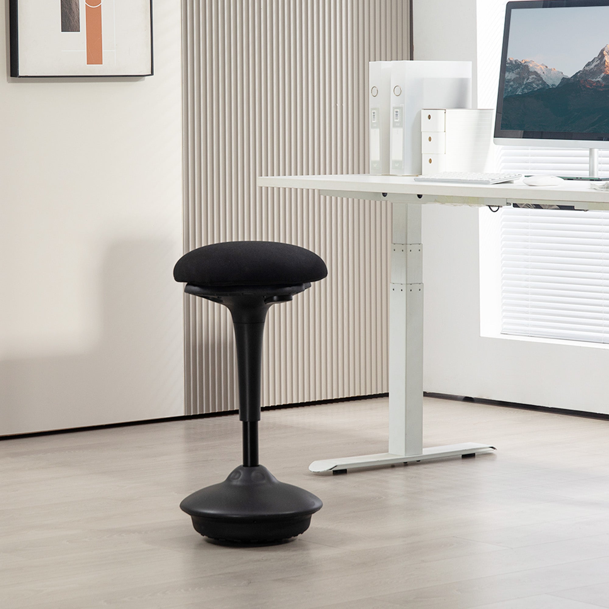 Standing Desk Chair, Backless Wobble Stool Chair, Adjustable Active Ergonomic Standing Stool with Rocking Motion, Non-Slip Swivel Base for Office Home, Black