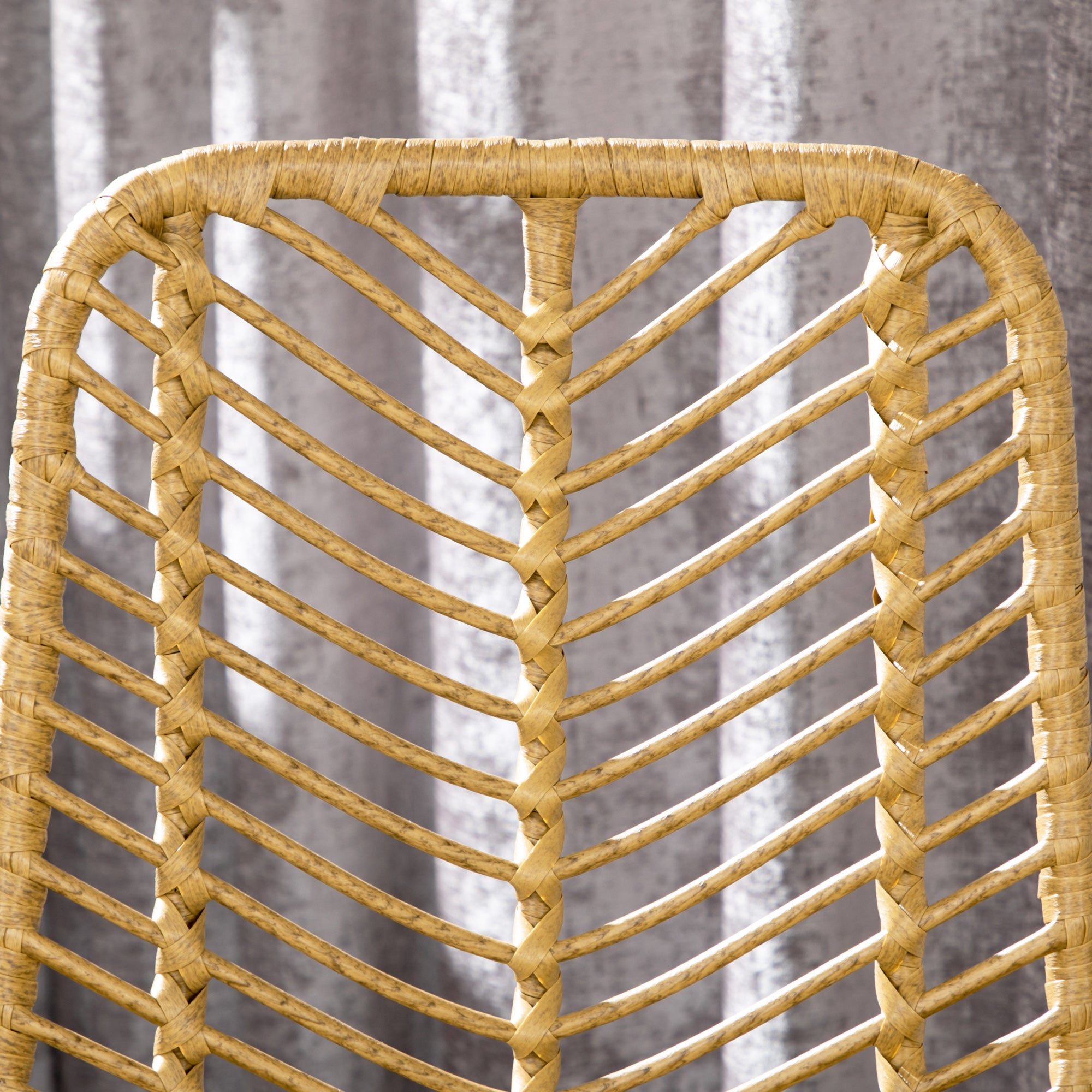 2 Piece Wicker Rattan Barstools with Steel Legs & Footrest for Kitchen Pub, ellow