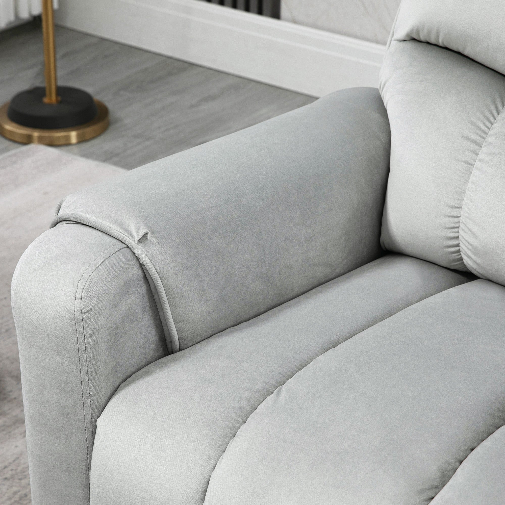 HOMCOM Recliner Electric Power Lift Chair for Elderly with 8 Vibration Massage Points, Upholstered Reclining Chair with Remote Controls, Side Pockets, Grey