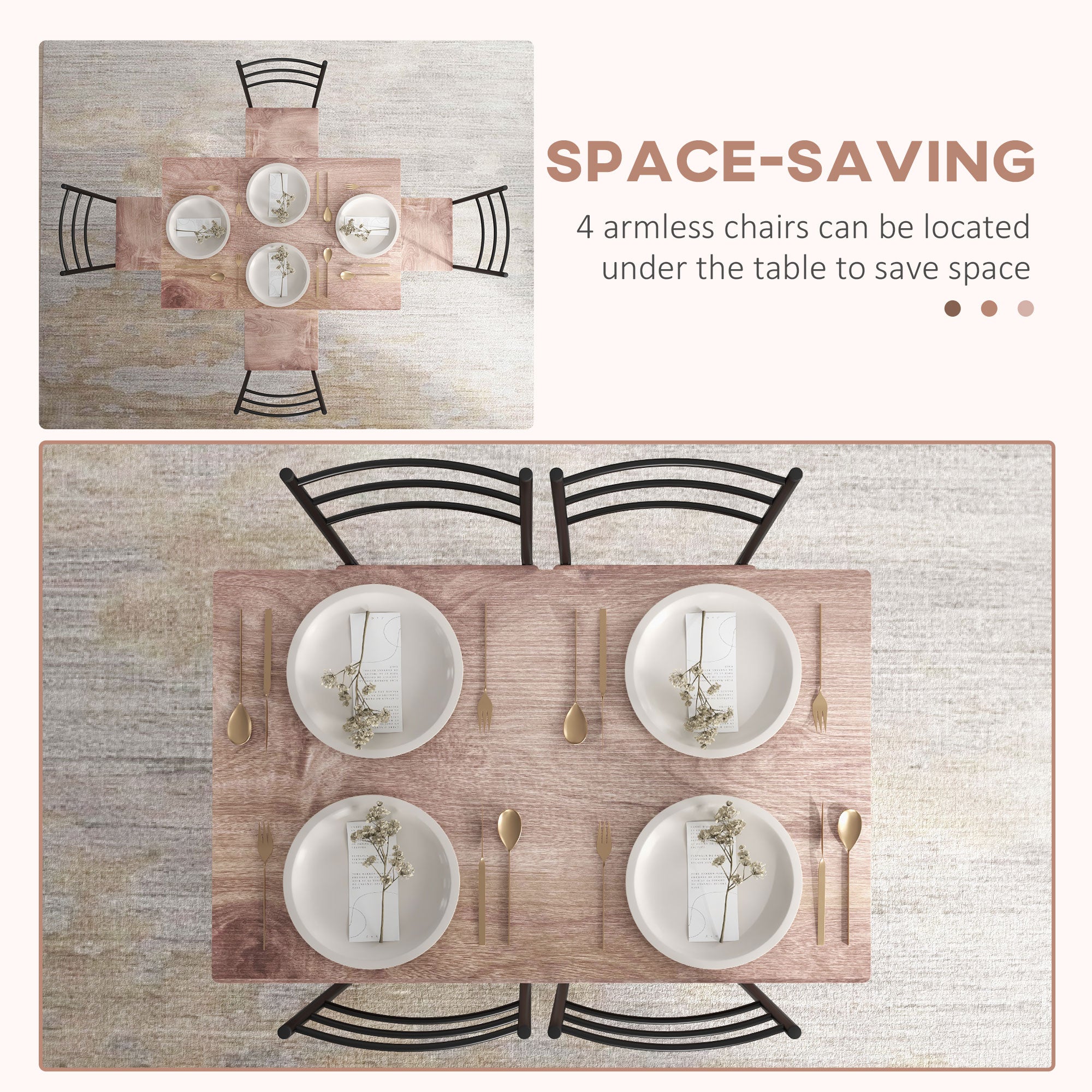 5 Piece Dining Table Set for 4 Space Saving Table and 4 Chairs