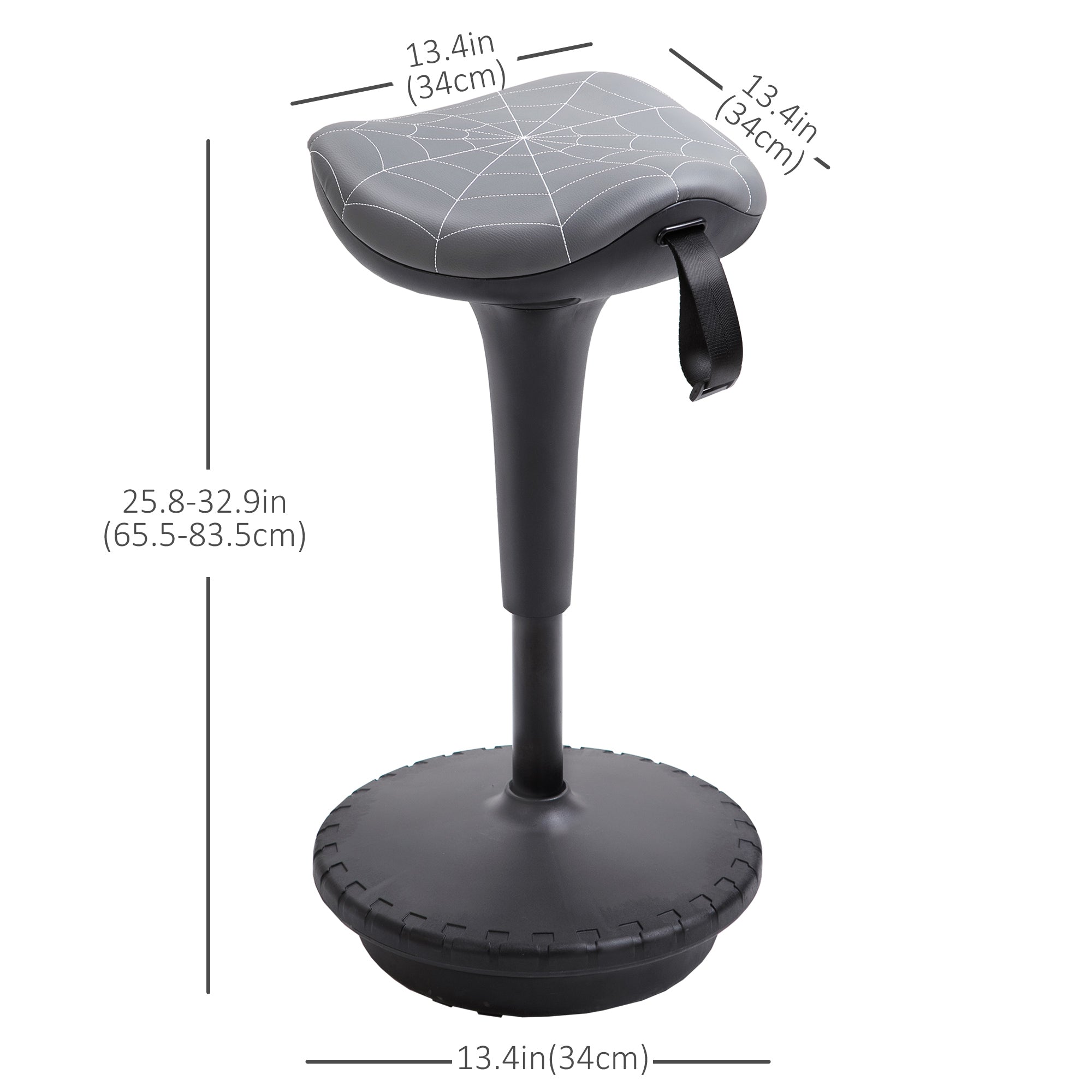 Vinsetto Standing Office Chair Lift Wobble Stool 360° Swivel, Tilting, with Adjustable Height and Saddle Seat, Grey