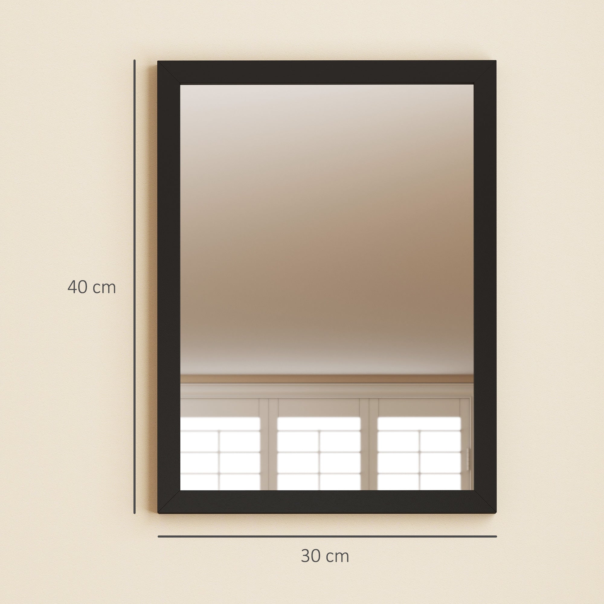 Decorative Rectangular Wall Mirror, 40W x 30H cm Wall-Mounted Bathroom Mirror for Living Room, Bedroom, Hallway, Set of 2, Black
