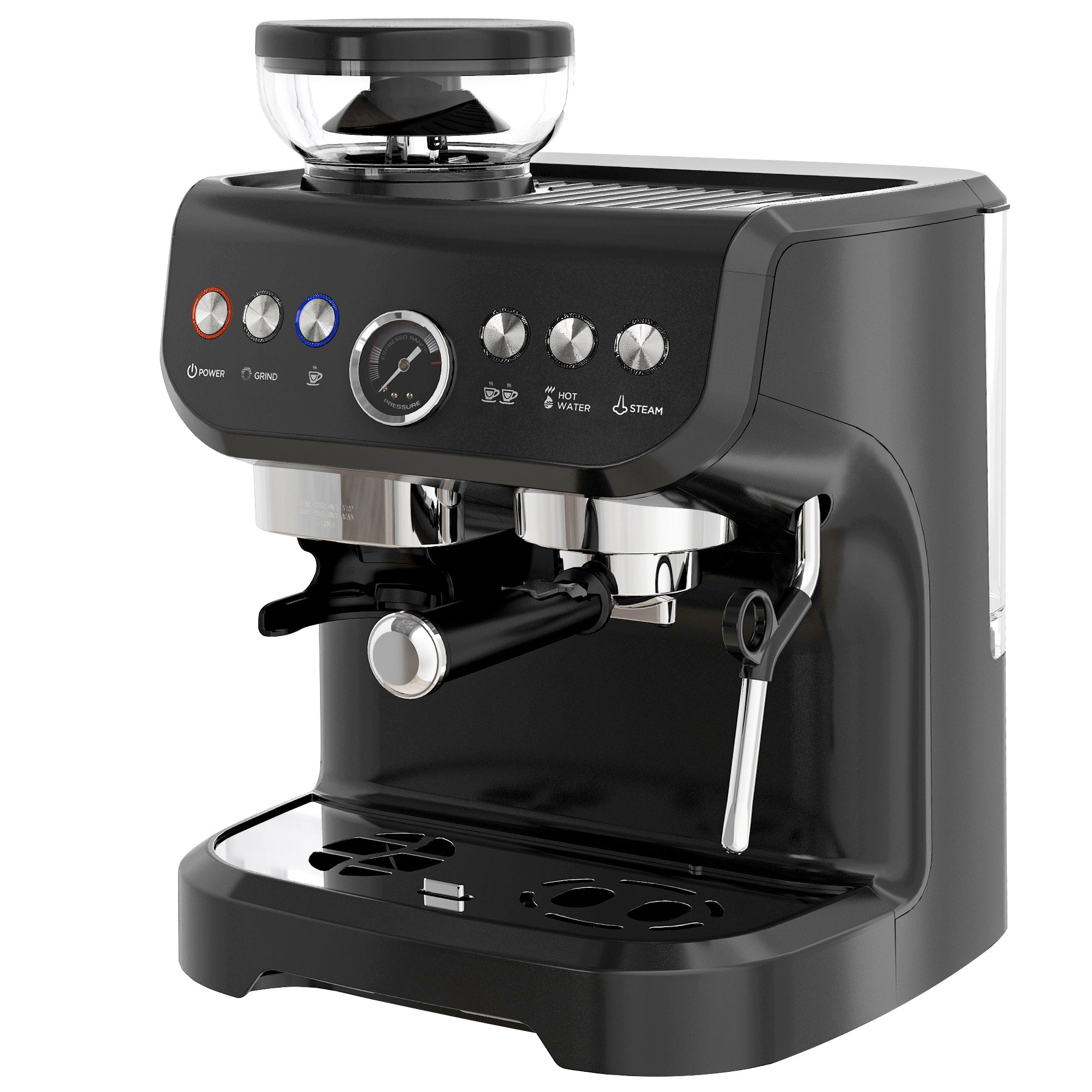 Espresso Machine 15 Bar, Coffee Maker with Milk Frother, Fast Heating, Adjustable Temp, Grinder, Removable Water Tank for Barista Level, Espresso, Latte, Cappuccino, Black