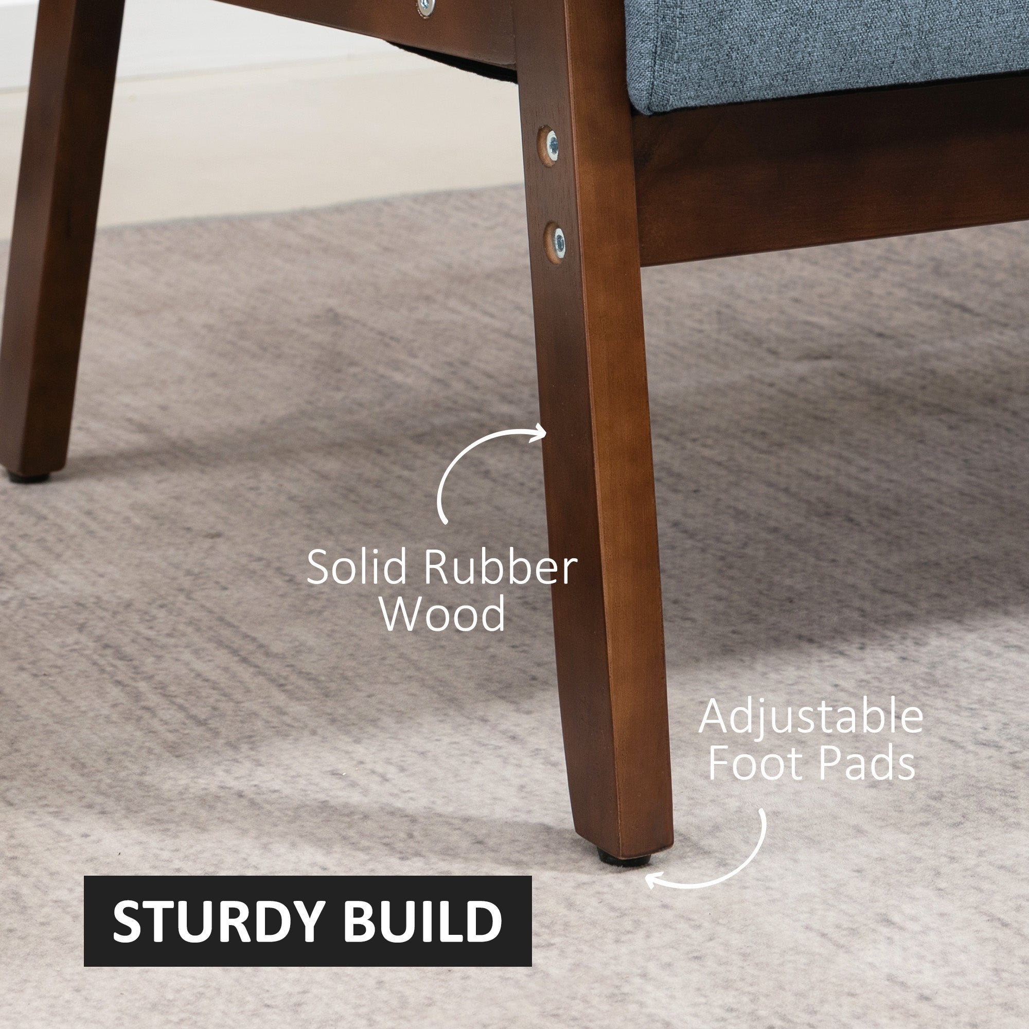 HOMCOM 48" Loveseat Sofa for Bedroom, Modern Love Seats Furniture, Upholstered 2 Seater Couch with Rubber Wood Legs, Blue