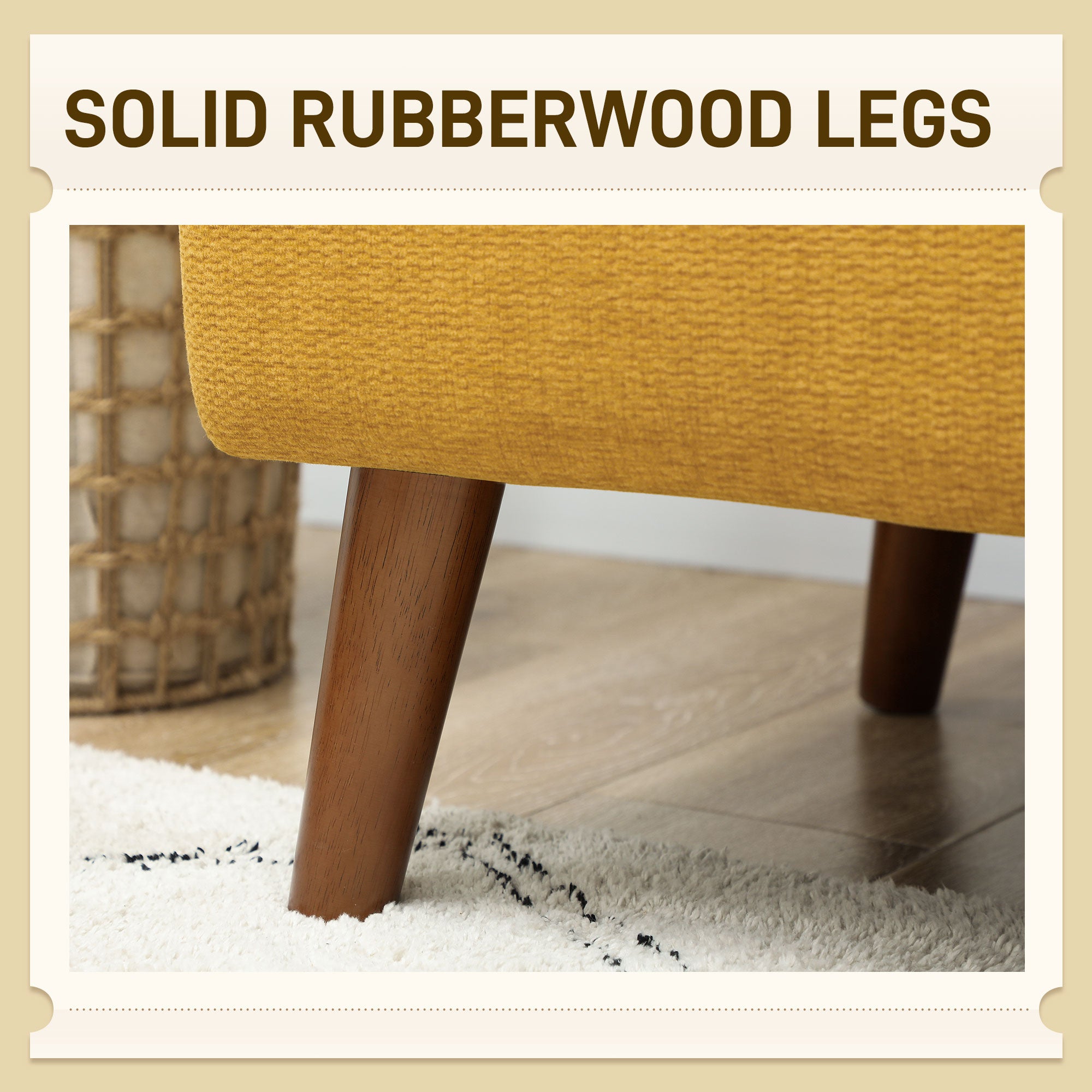 HOMCOM 2 Seater Sofa, Small Sofa Couch with 21cm Thick Padding and Wood Legs, Modern Velvet Feel Fabric Loveseat for Living Room, Bedroom, Home Office, Yellow