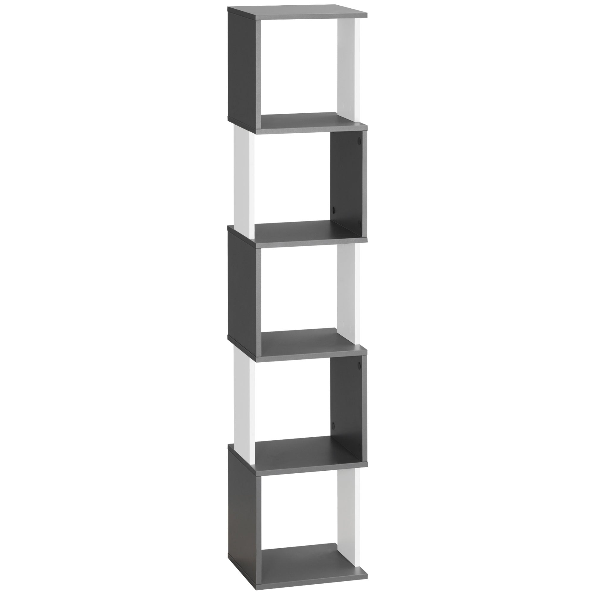 HOMCOM Modern 5-Tier Bookshelf, Freestanding Bookcase Storage Shelving for Living Room Home Office Study, White and Dark Grey