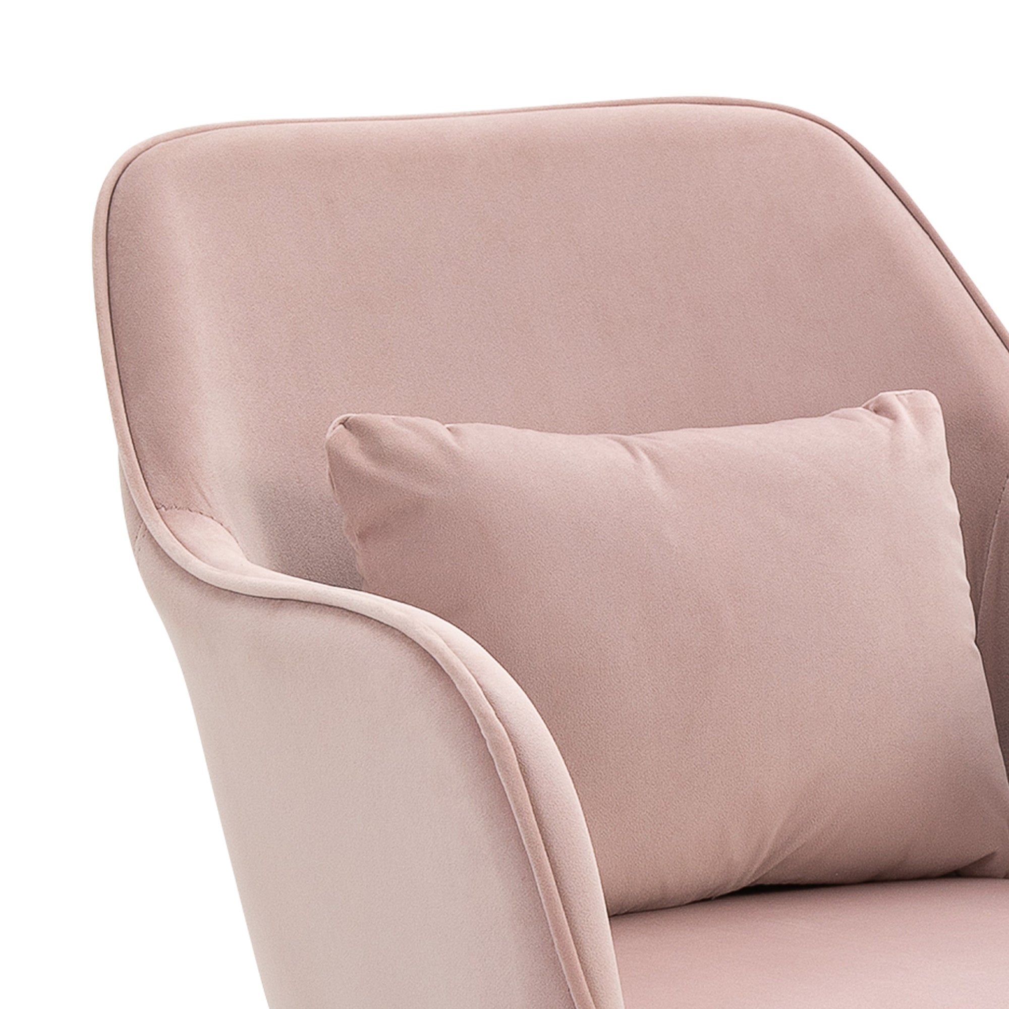 Vinsetto Velvet Office Chair, Desk Chair, Makeup Vanity Chair with Massage Lumbar Pillow and Rolling Wheels for Bedroom and Home, Pink