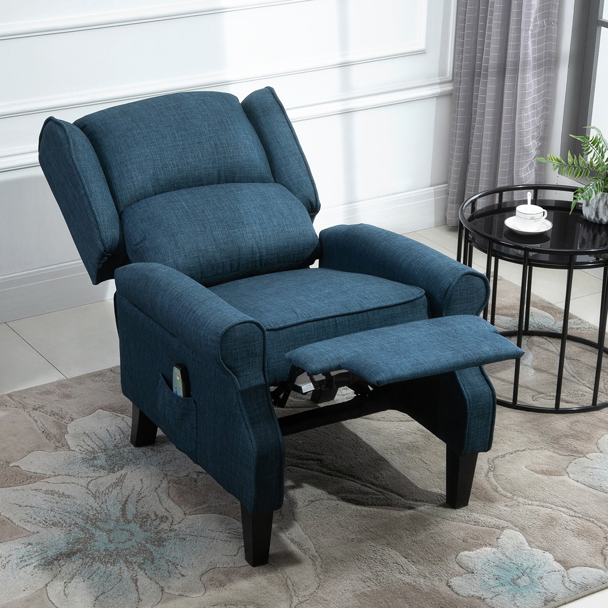 Vibration Massage Recliner Chair for Living Room with Heat Dark Blue