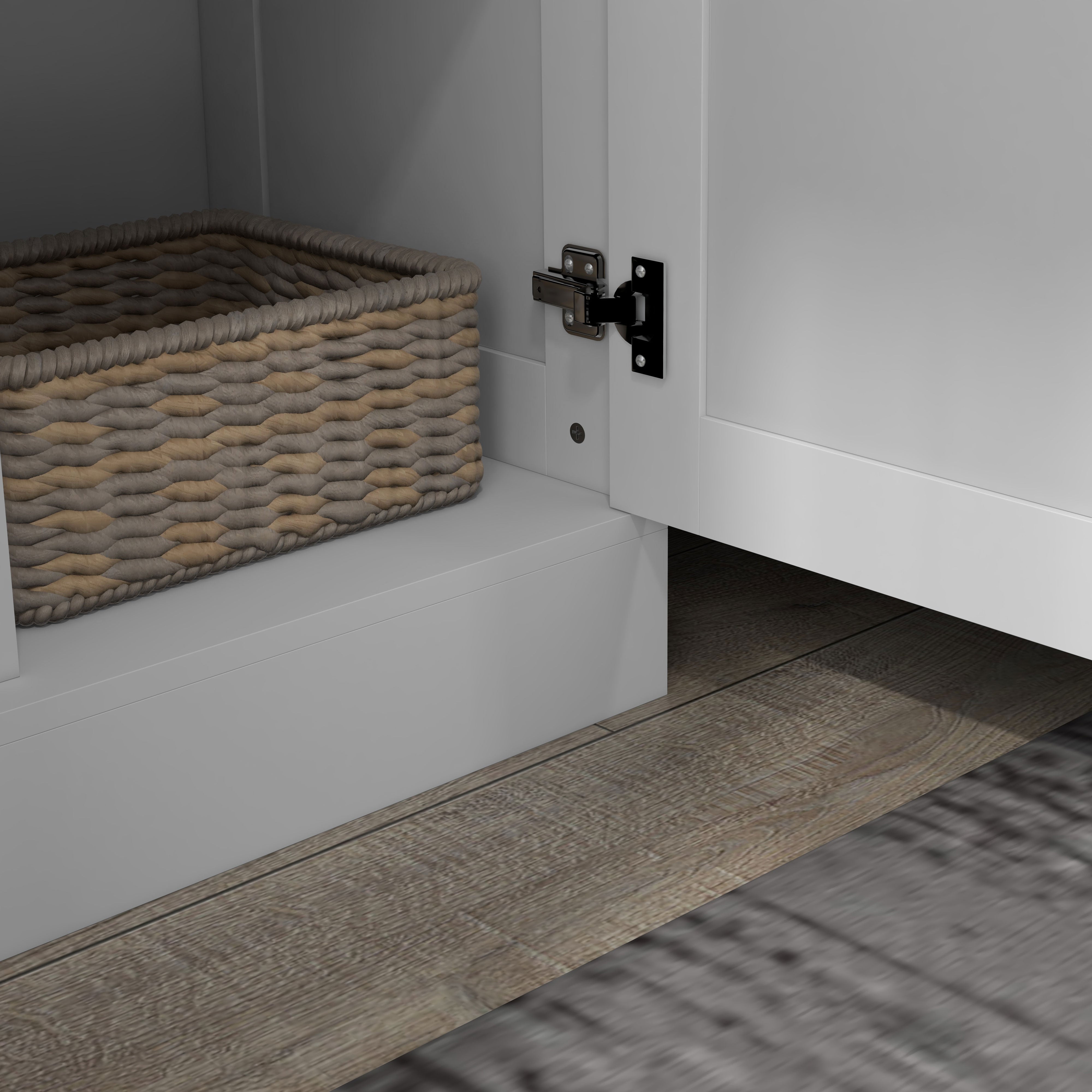 71" Tall Storage Cabinet with Movable Shelves, Modern Pantry Cupboard, White