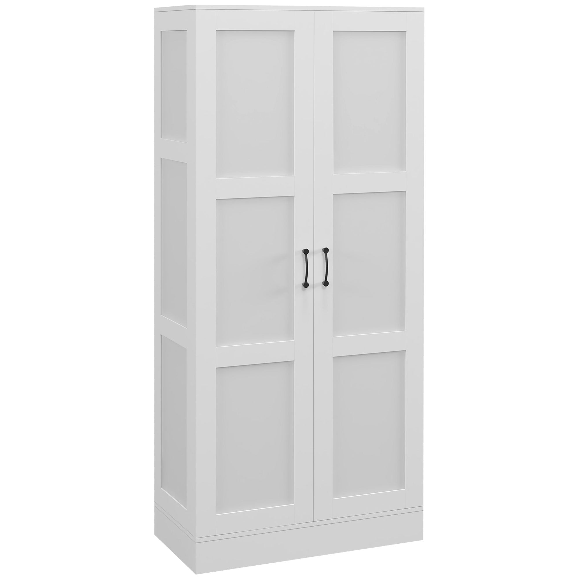 71" Tall Storage Cabinet with Movable Shelves, Modern Pantry Cupboard, White