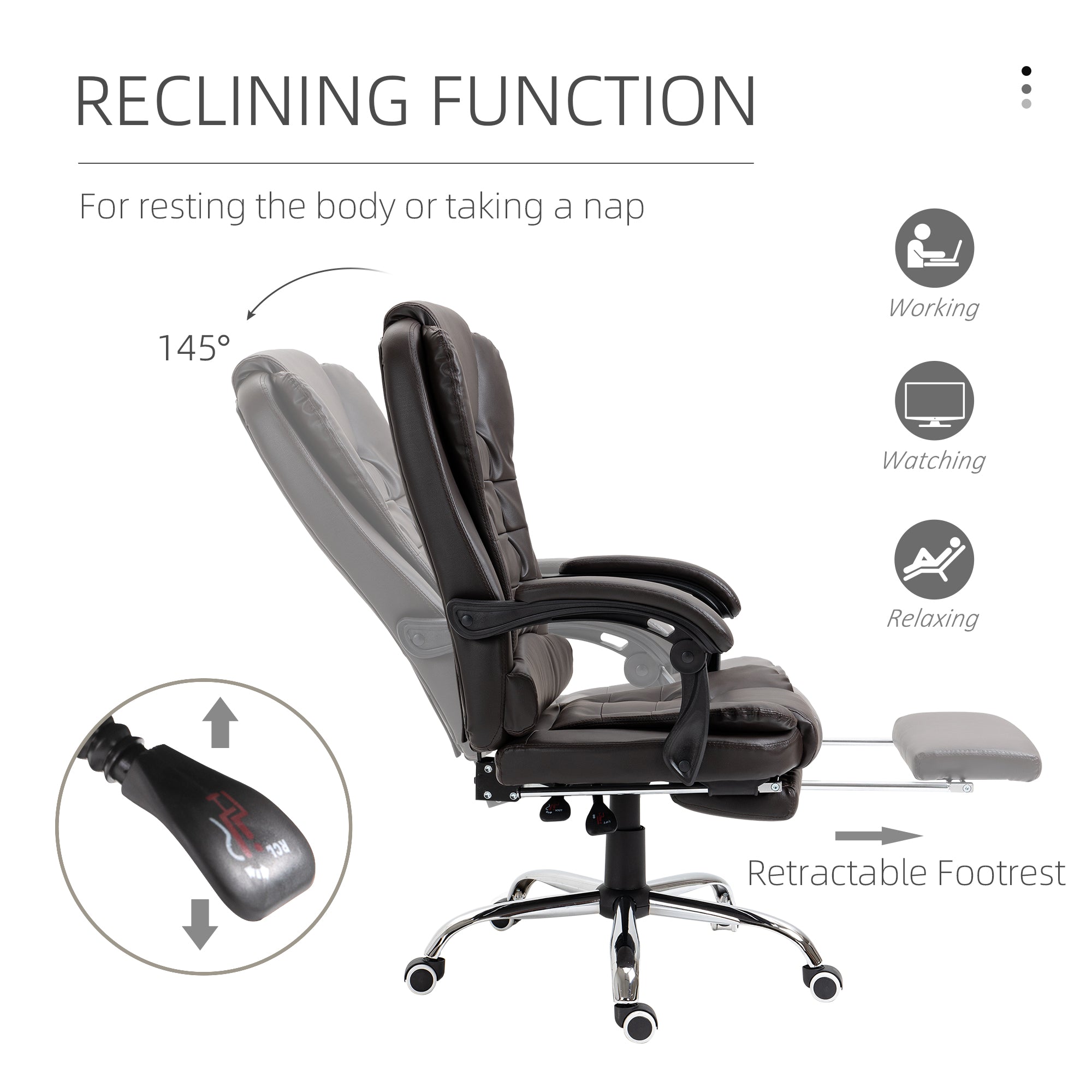 Executive Office Chair High Back Reclining Computer Chair with Footrest and Armrest Coffee