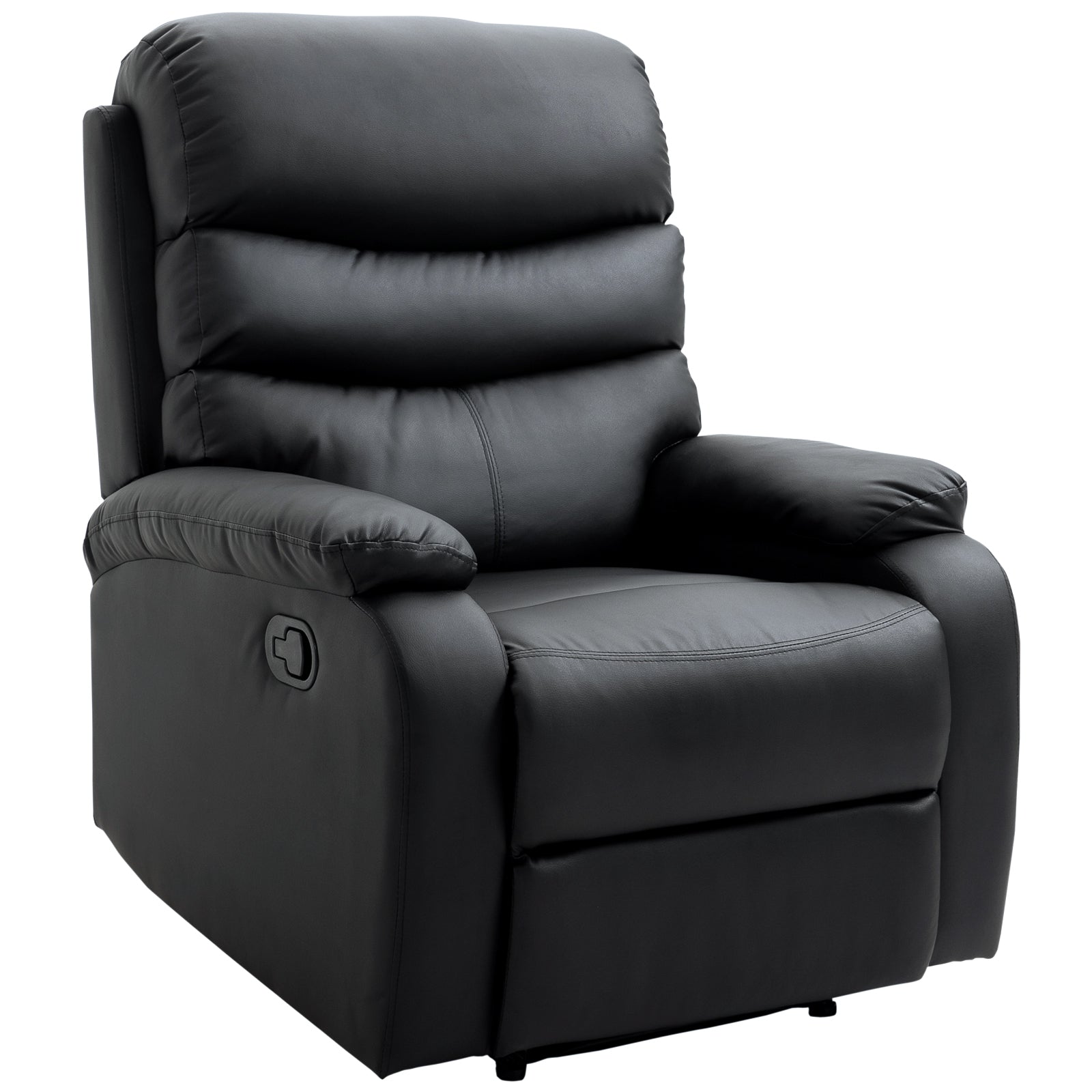 HOMCOM Recliner Armchair, PU Leather Reclining Chair with Adjustable Leg Rest, for Home Living Room Theater, Black
