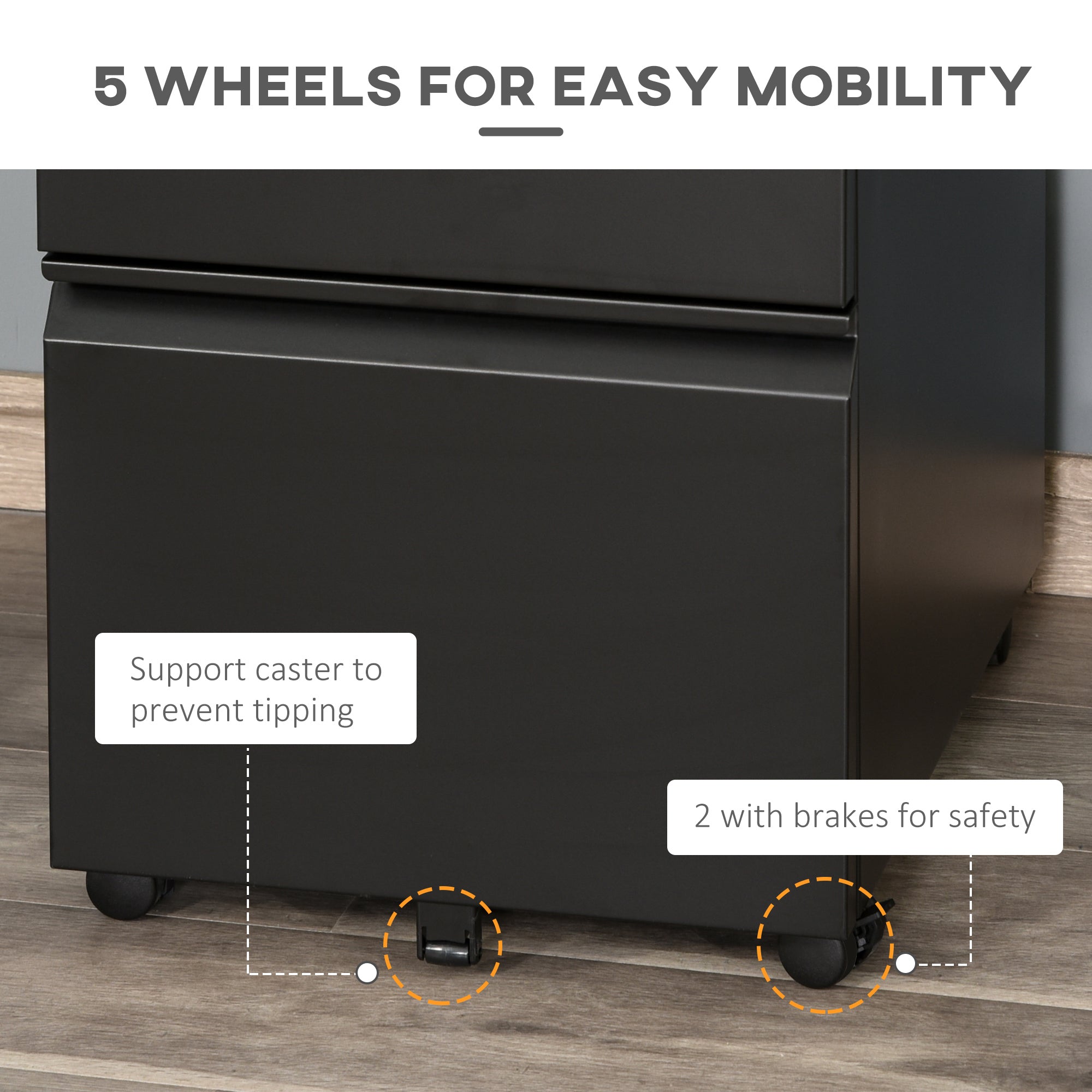 Vinsetto Mobile Vertical File Cabinet Lockable Metal Filling Cabinet with 3 Drawers Anti-tilt Design for Letter A4 Legal Size Fully Assembled Except Casters Black