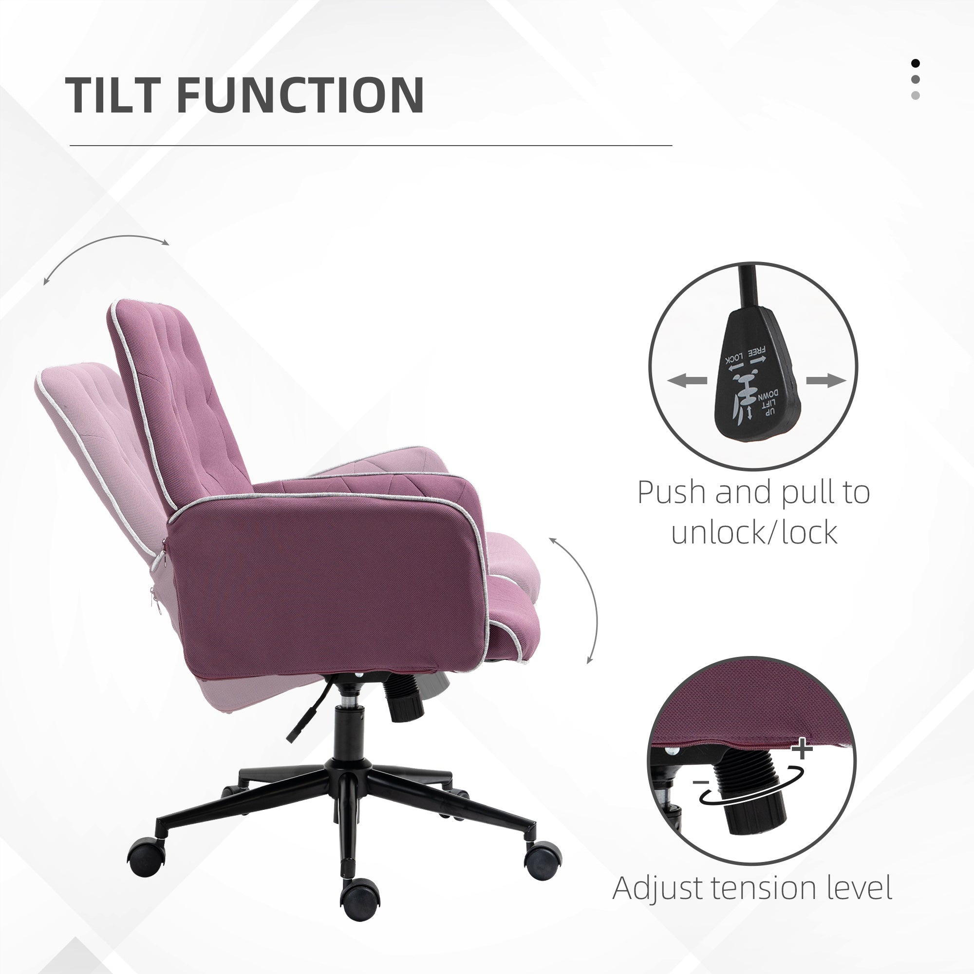 Spandex Home Office Chair Tufted Height Adjustable Desk Chair with Swivel Wheels Purple