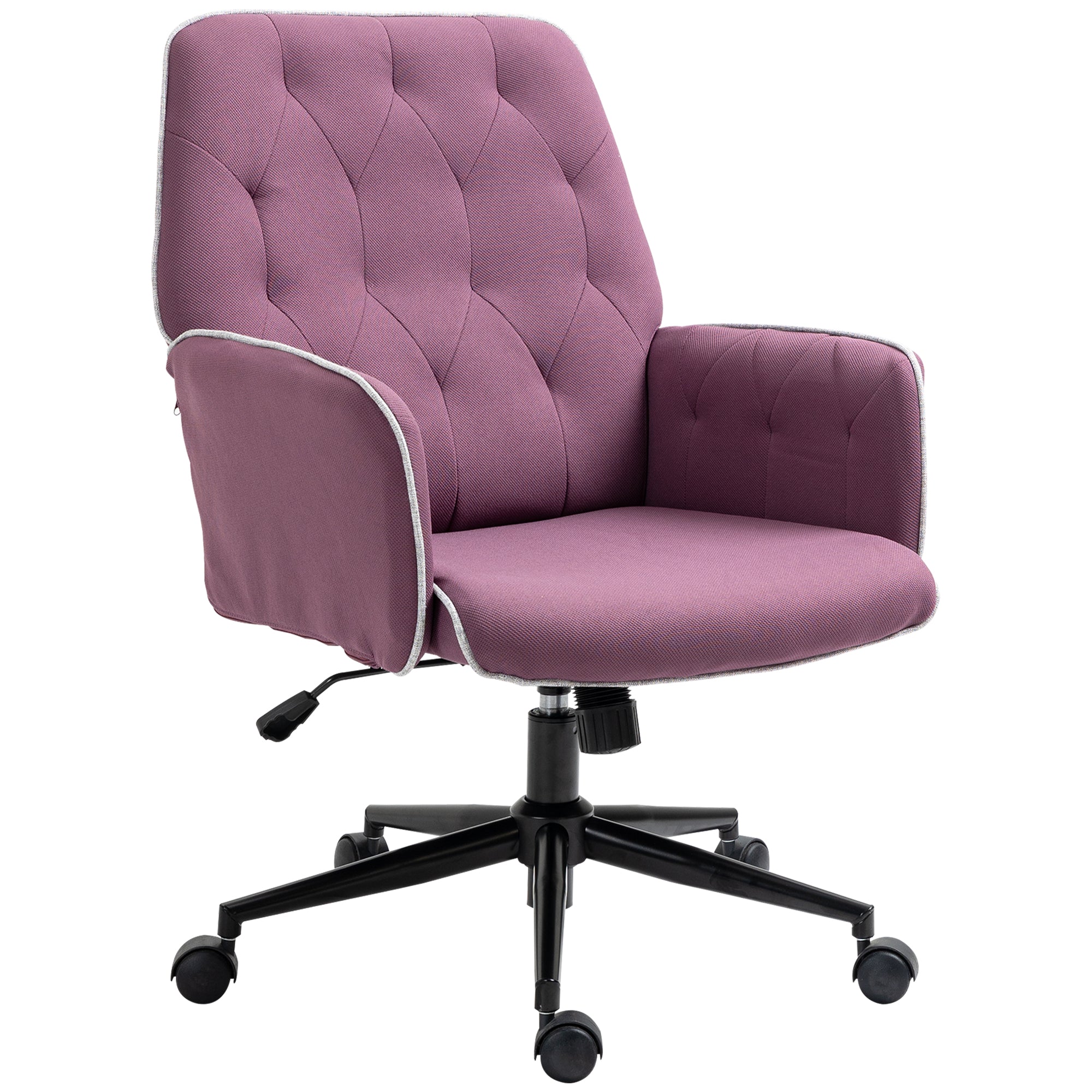 Spandex Home Office Chair Tufted Height Adjustable Desk Chair with Swivel Wheels Purple