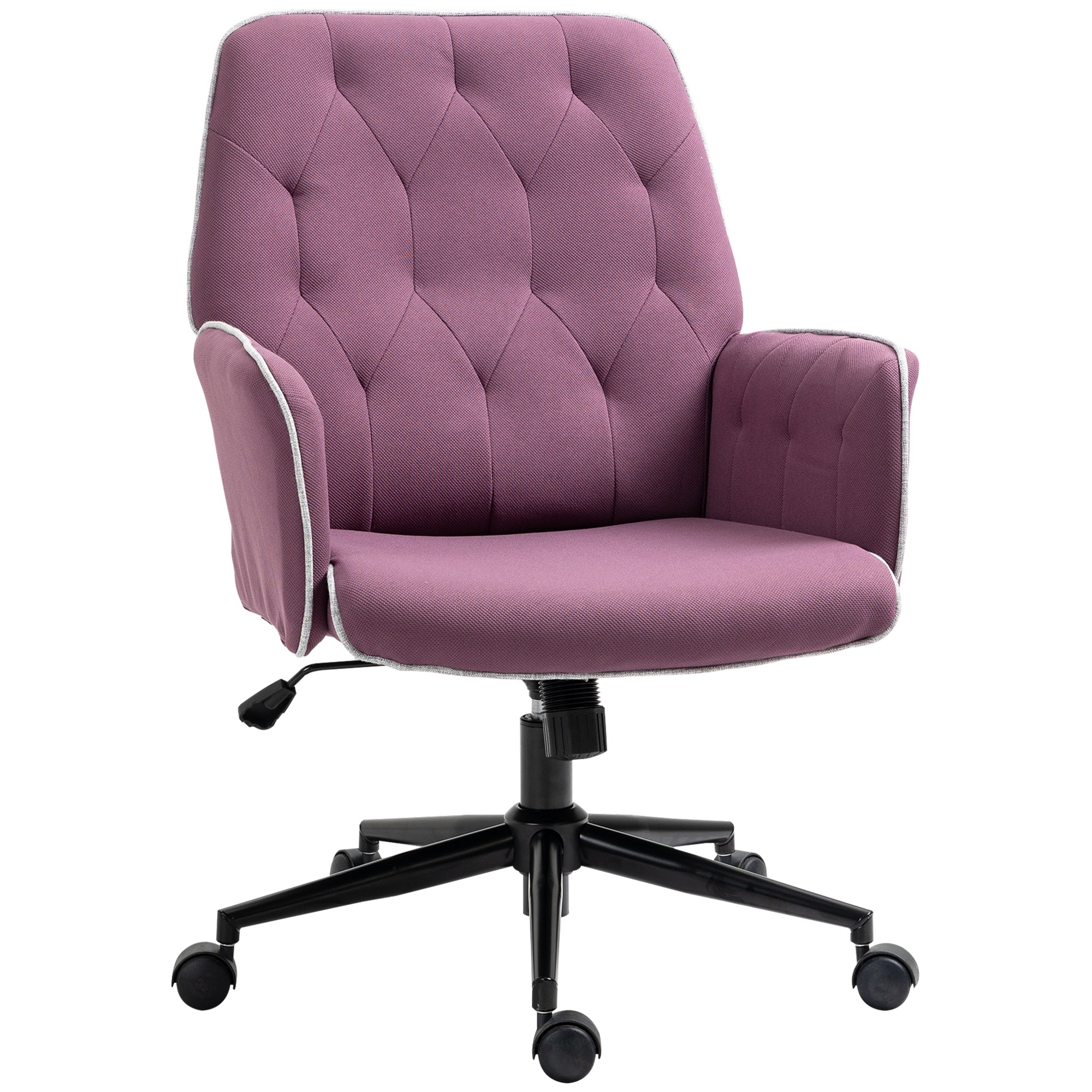 Spandex Home Office Chair Tufted Height Adjustable Desk Chair with Swivel Wheels Purple
