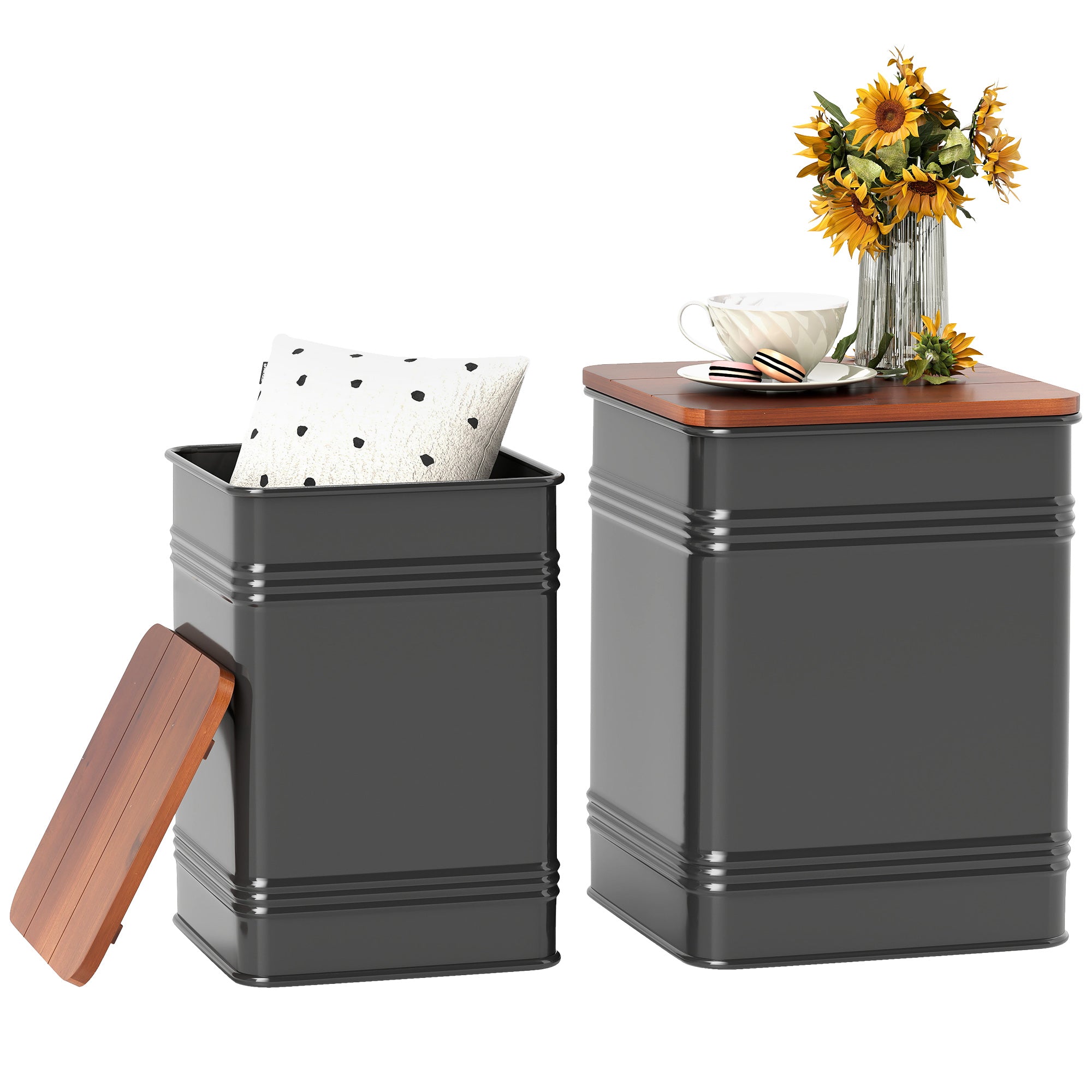Photo inspiration: Stylish Industrial Storage Ottoman Set Of 2 Black Photo Inspiration