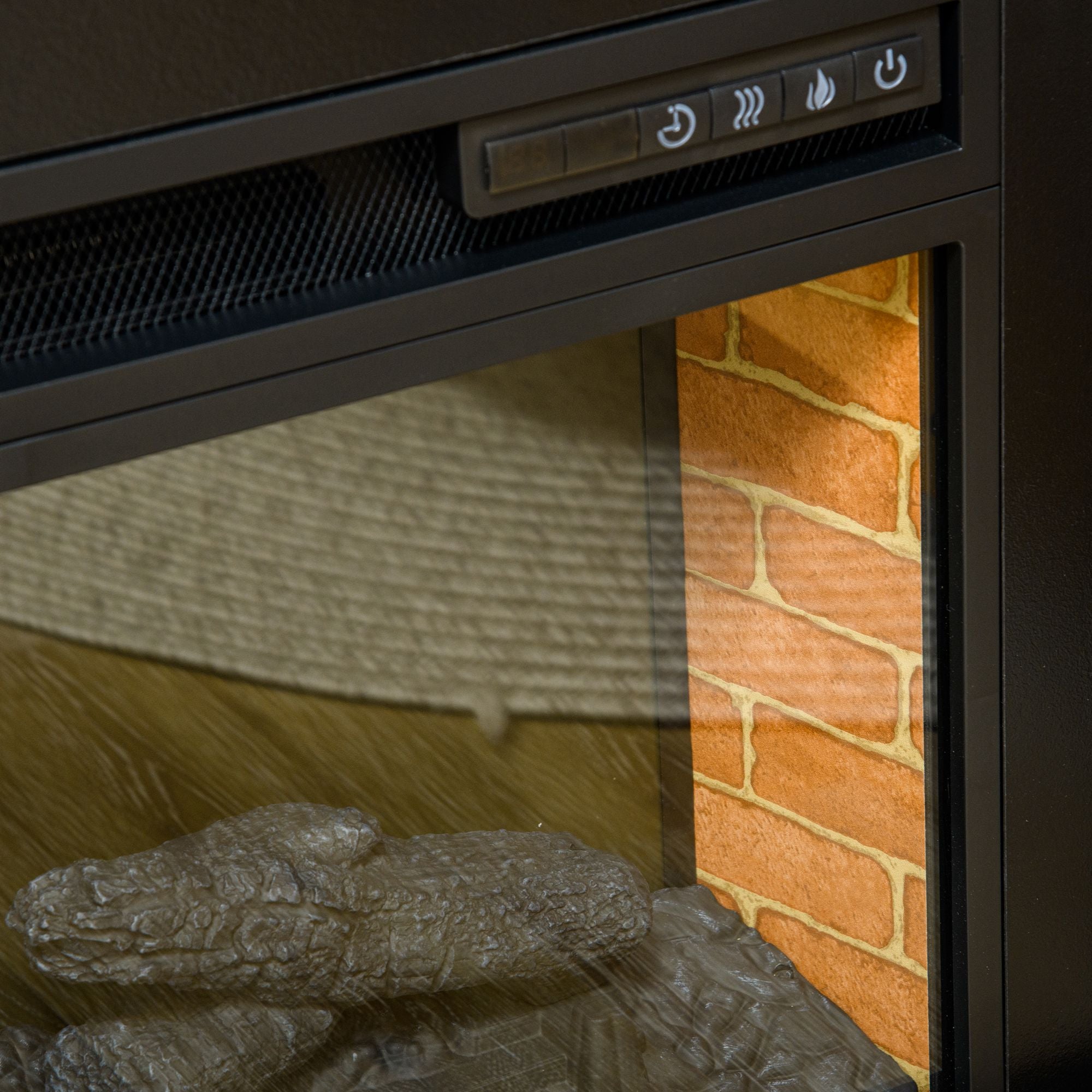 35" Freestanding Electric Fireplace Mantel w/ Remote & Overheat Protection, 1400W, Brown