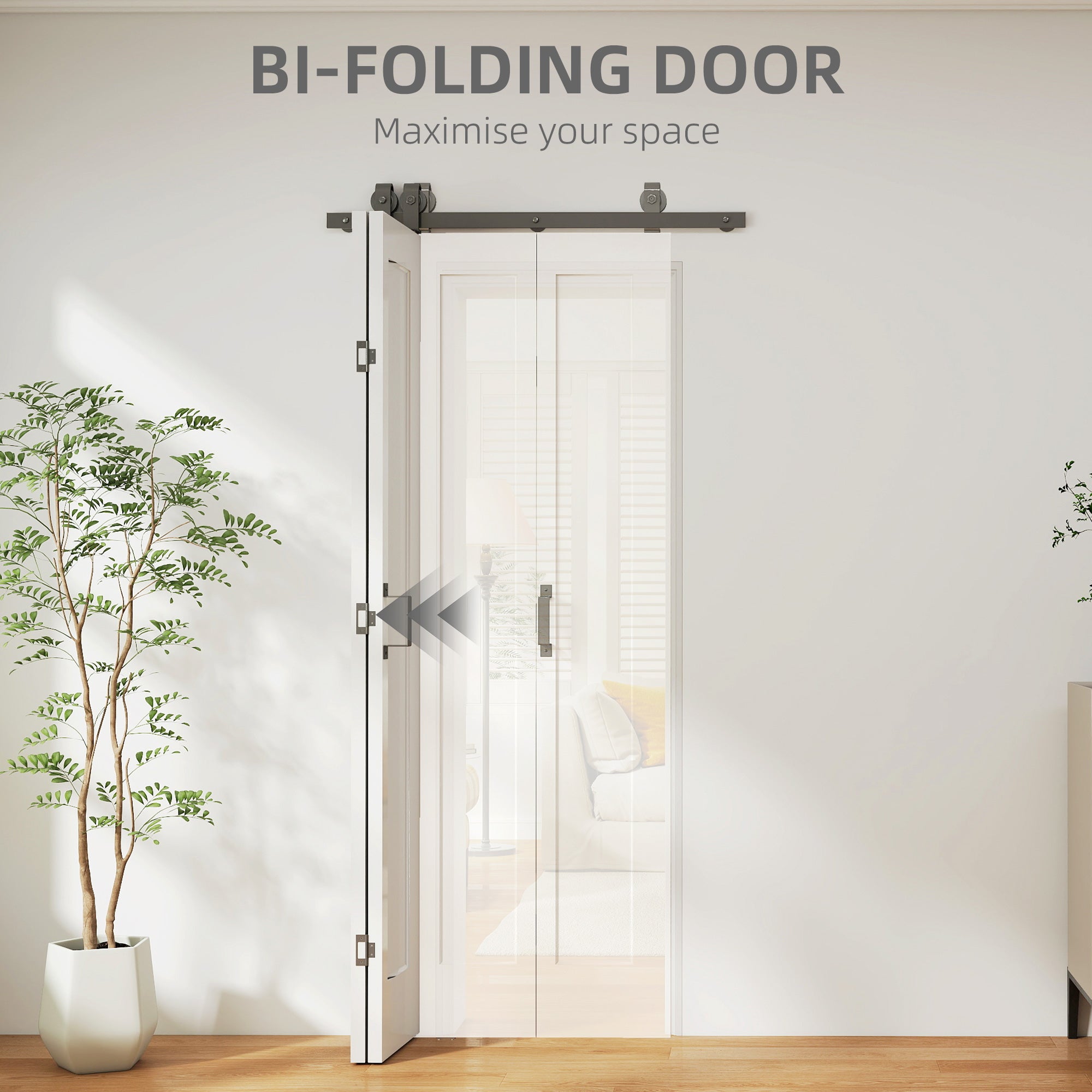 70cm Modern Sliding Door Set Kit with Carbon Steel Rail, Opaque Home Decoration, DIY Office Style, White
