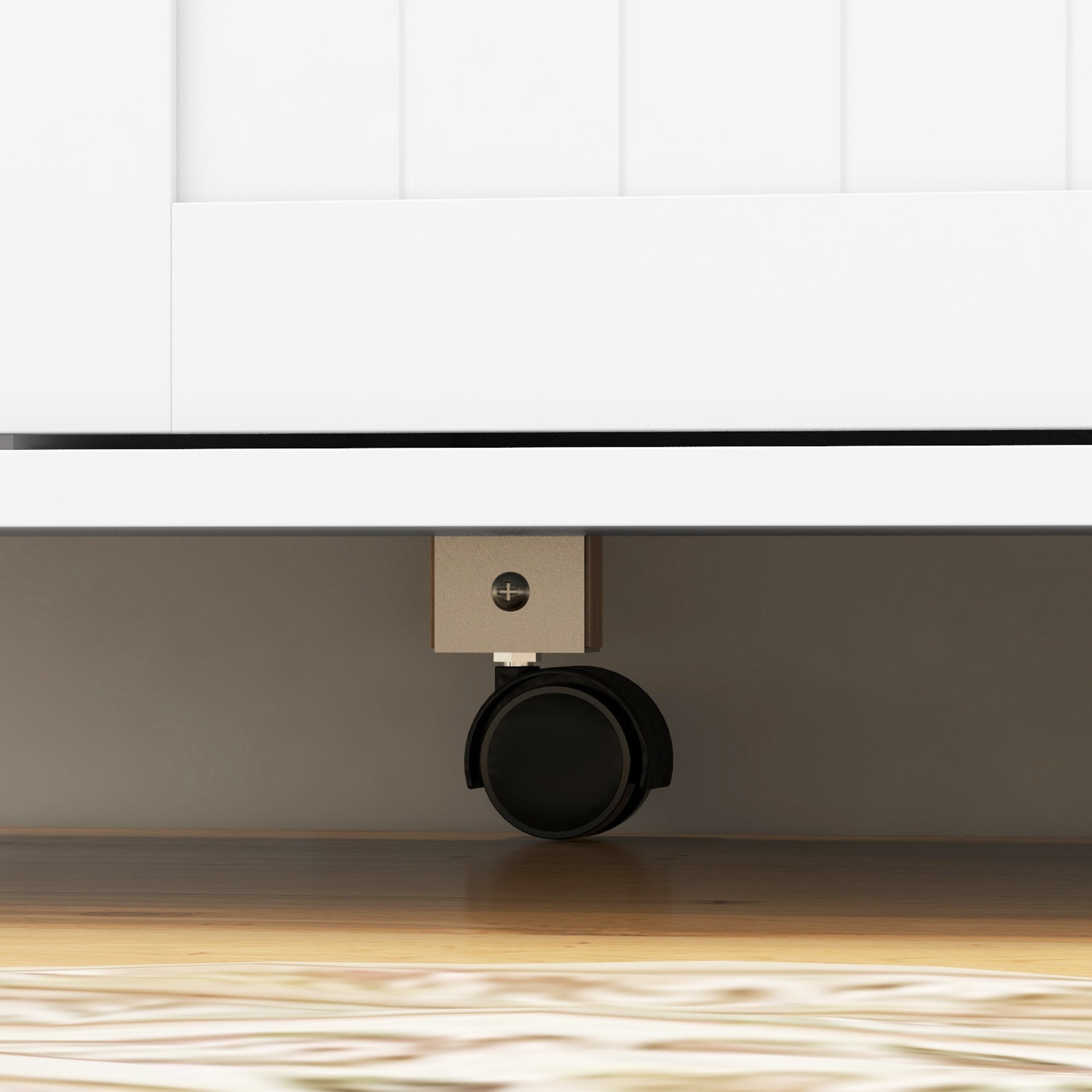 36" Rolling Kitchen Cart with Drop Leaf, 3 Drawers, Spice Rack, Natural Wood Top, White