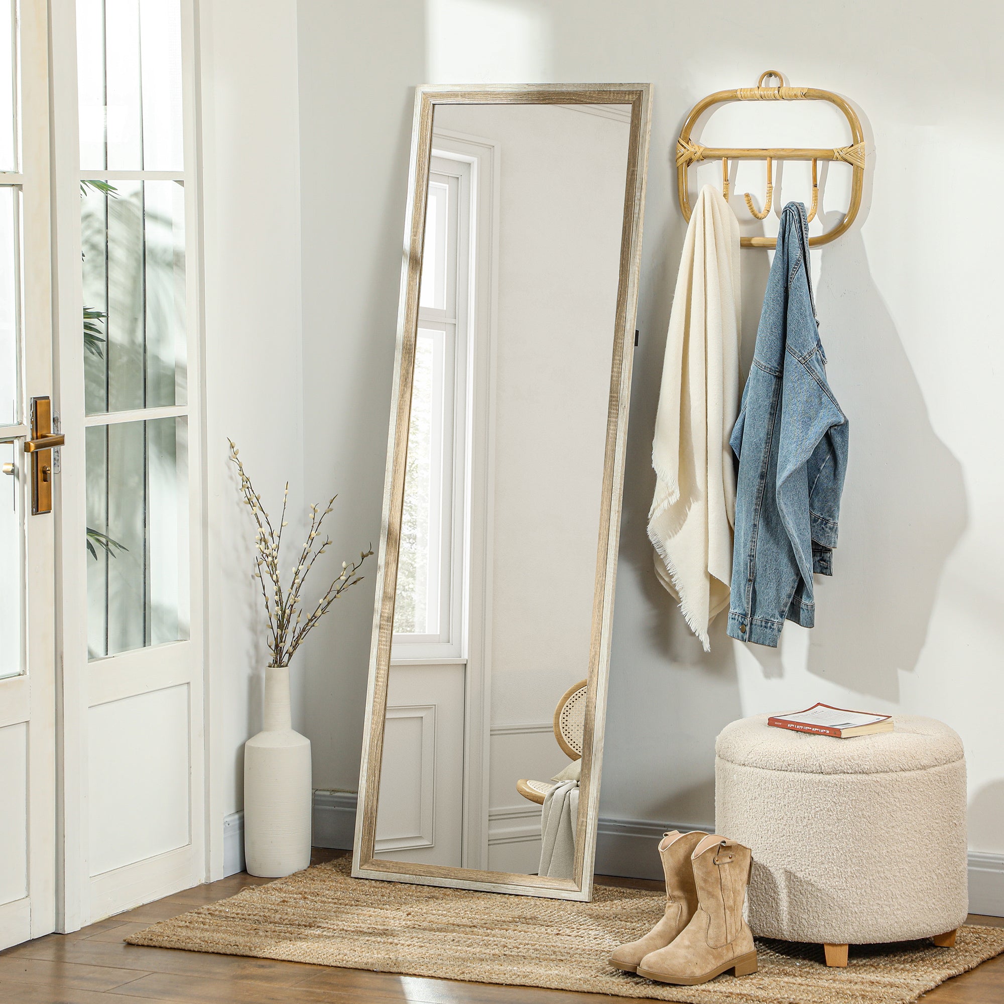 HOMCOM Full Length Mirror, 64" x 21" Full Body Mirror with Frame, Free Standing, Leaning or Wall Mirror for Bedroom, Living Room, Dark Wood Grain