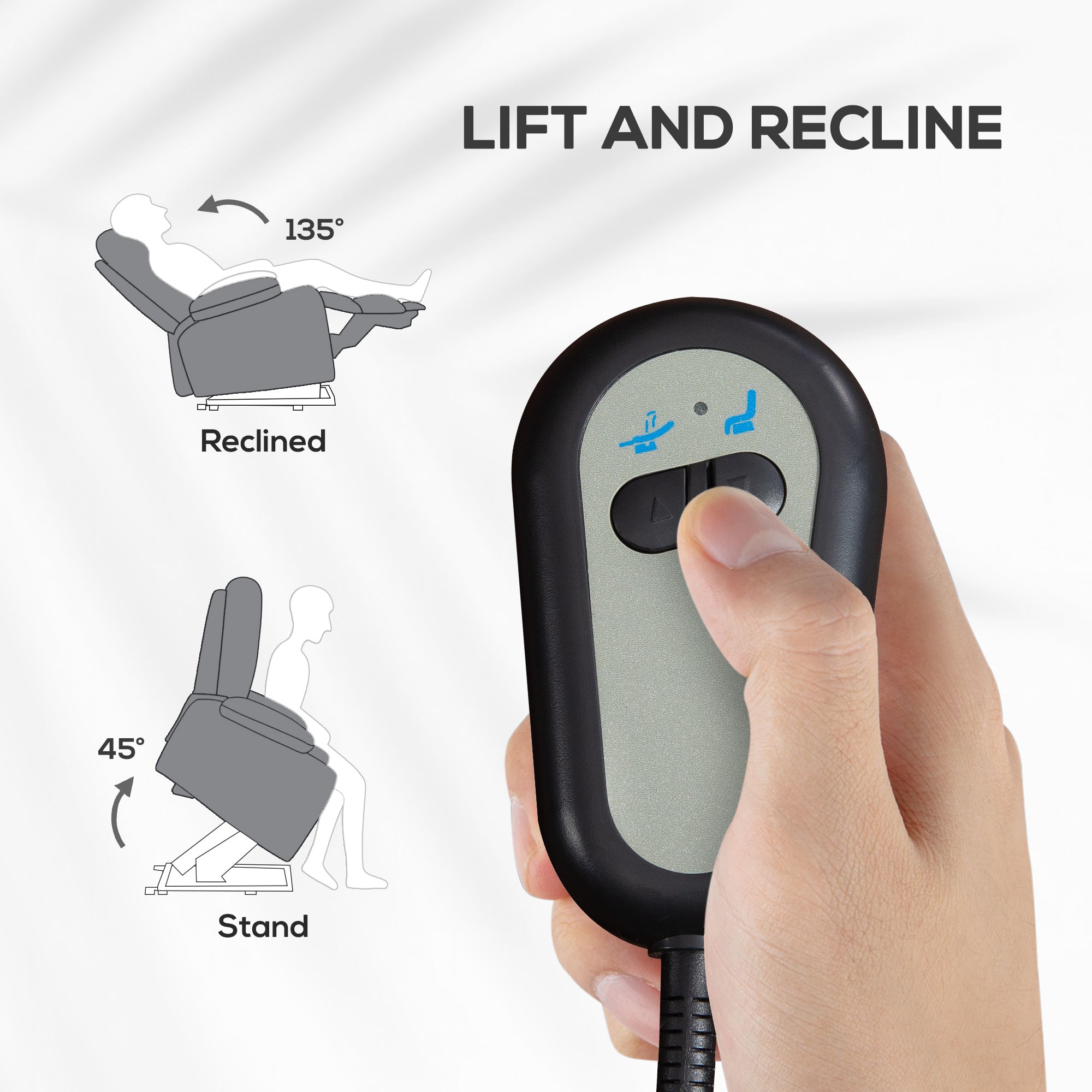 Power Lift Recliner Armchair, Electric Lift Chair for Elderly, Fabric Riser and Reclining Chair with Remote Control, Side Pockets, Extended Footrest, for Living Room, Charcoal Grey