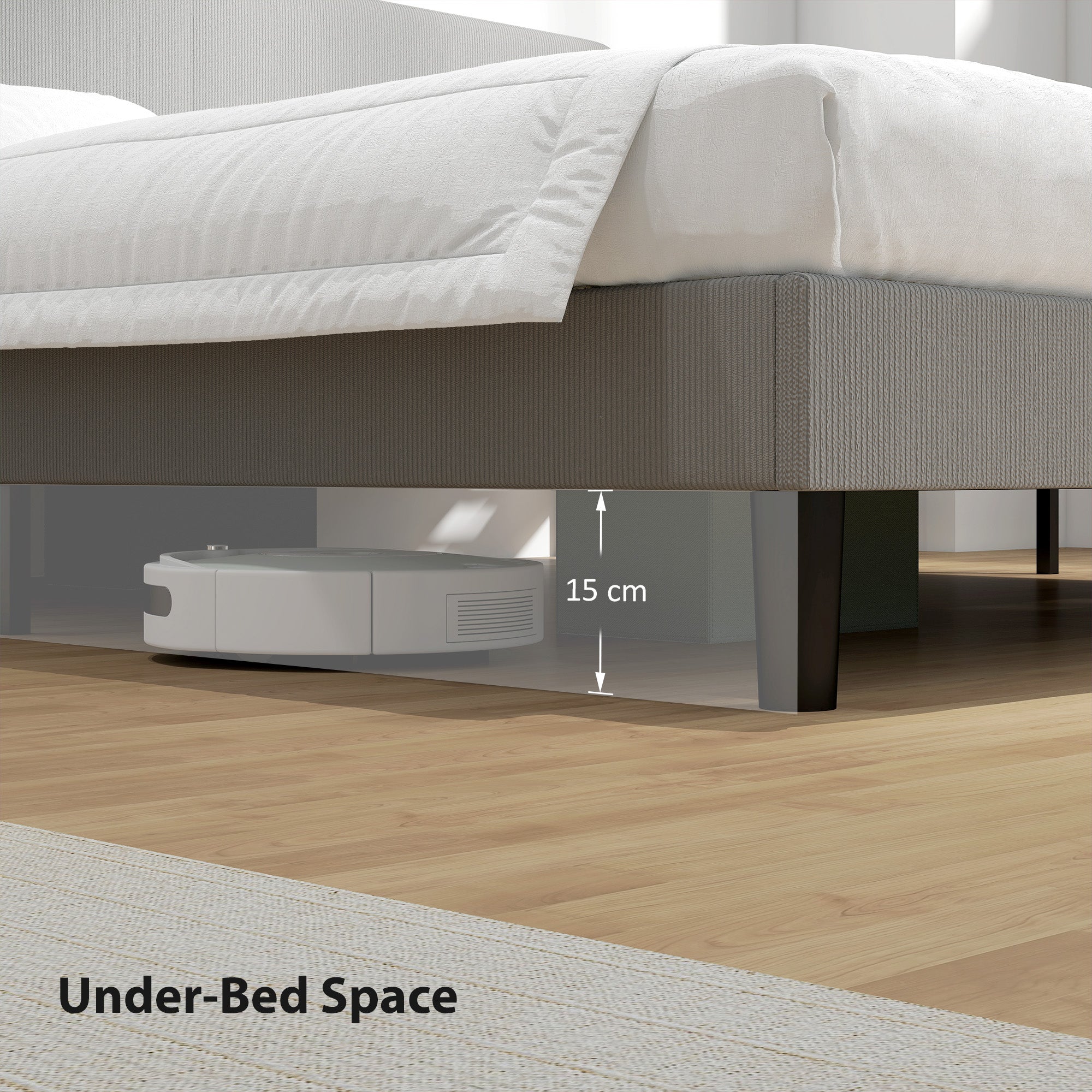 King Bed Frame with Adjustable Headboard, Corduroy Upholstered Platform Bed Frame, Wood Slat Support, Noise Free, No Box Spring Needed, Easy Assembly, Light Grey