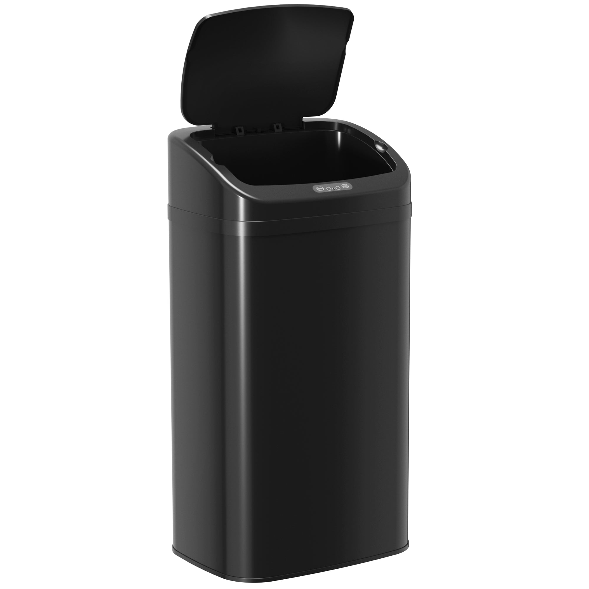 48L Sensor Bin, Galvanised Steel Kitchen Bin with Automatic Soft Close Lid and Fingerprint-Proof for Recycling and Waste, Black