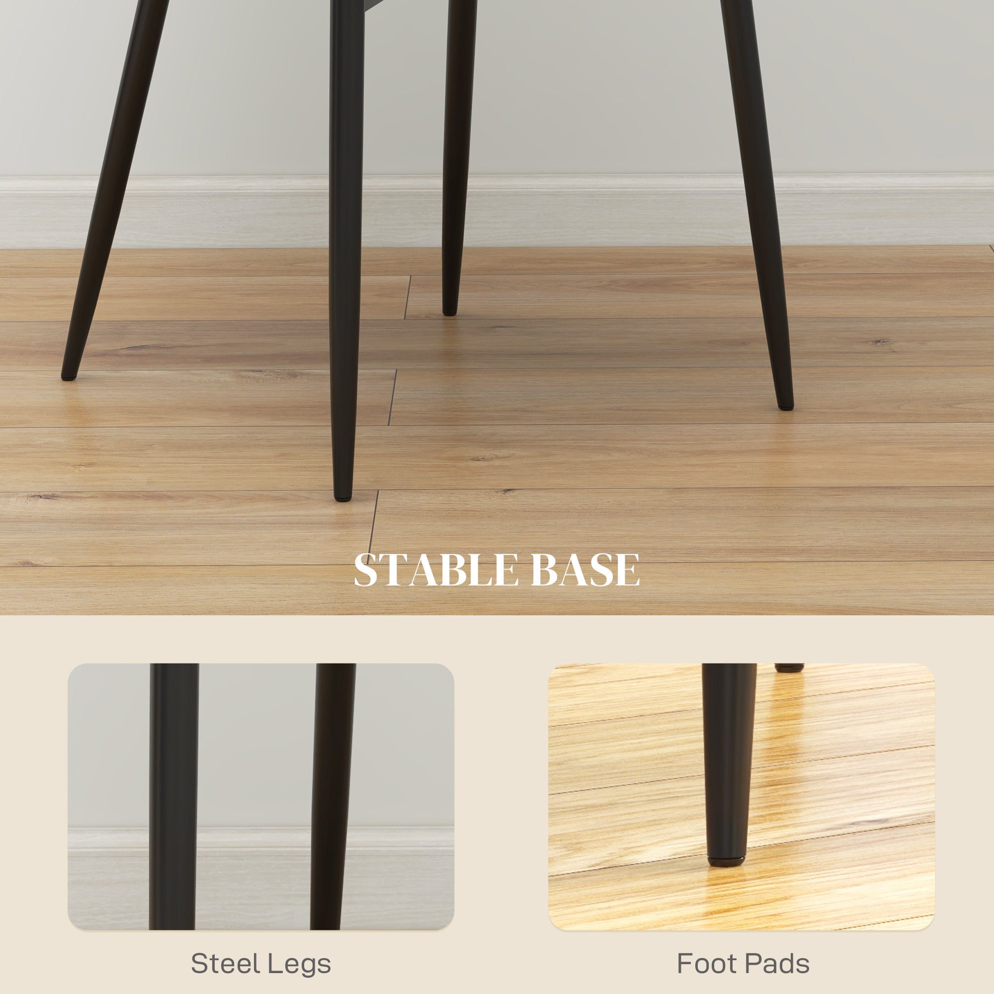 HOMCOM Dining Chairs Set of 2, Modern PU Leather Upholstered Kitchen Chairs with Diamond Tufted Backs and Steel Legs for Living Room, Dining Room, Bedroom, Khaki