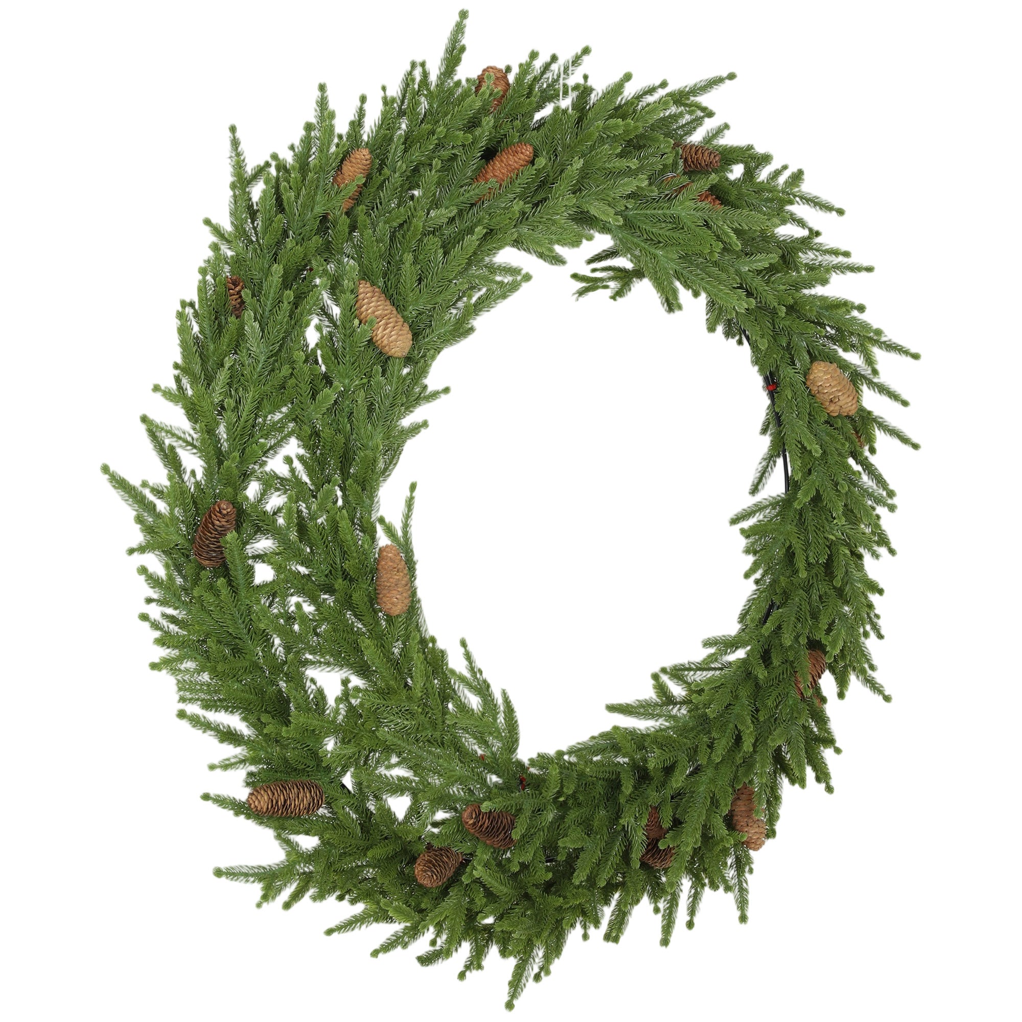 36 inch Christmas Wreath with Pine Cones, Artificial Norfolk Pine Wreath with 224 Realistic Branches for Door, Wall, Window, Indoor Decoration, Green