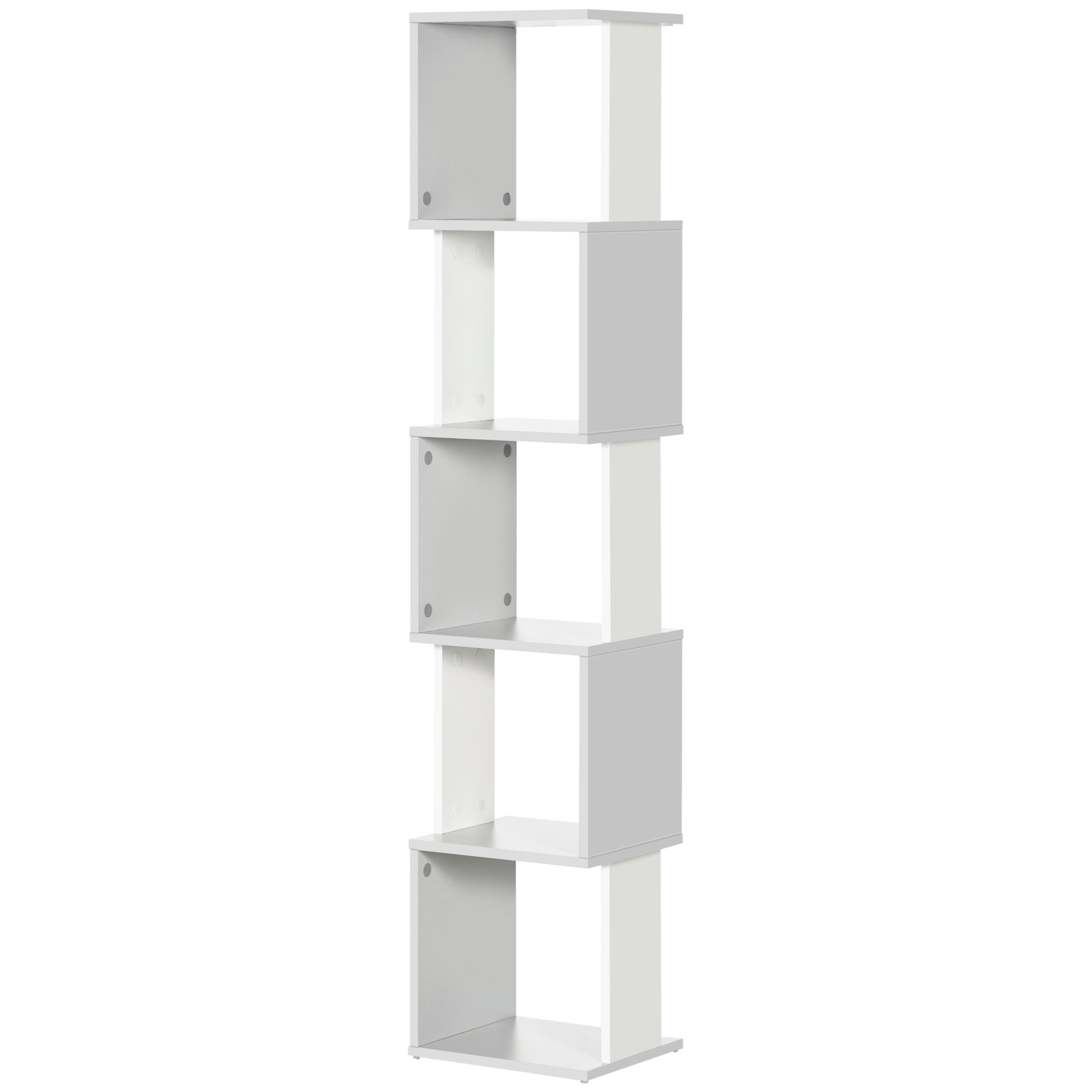 HOMCOM Modern 5-Tier Bookshelf, Freestanding Bookcase Storage Shelving for Living Room Home Office Study, White and Light Grey