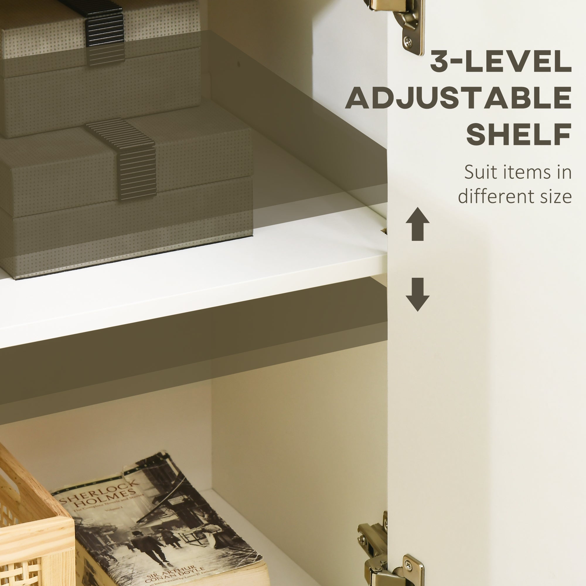 HOMCOM Storage Cabinet, Sideboard Buffet Cabinet with 4 Doors and Adjustable Shelves, Modern Kitchen Cabinet, White