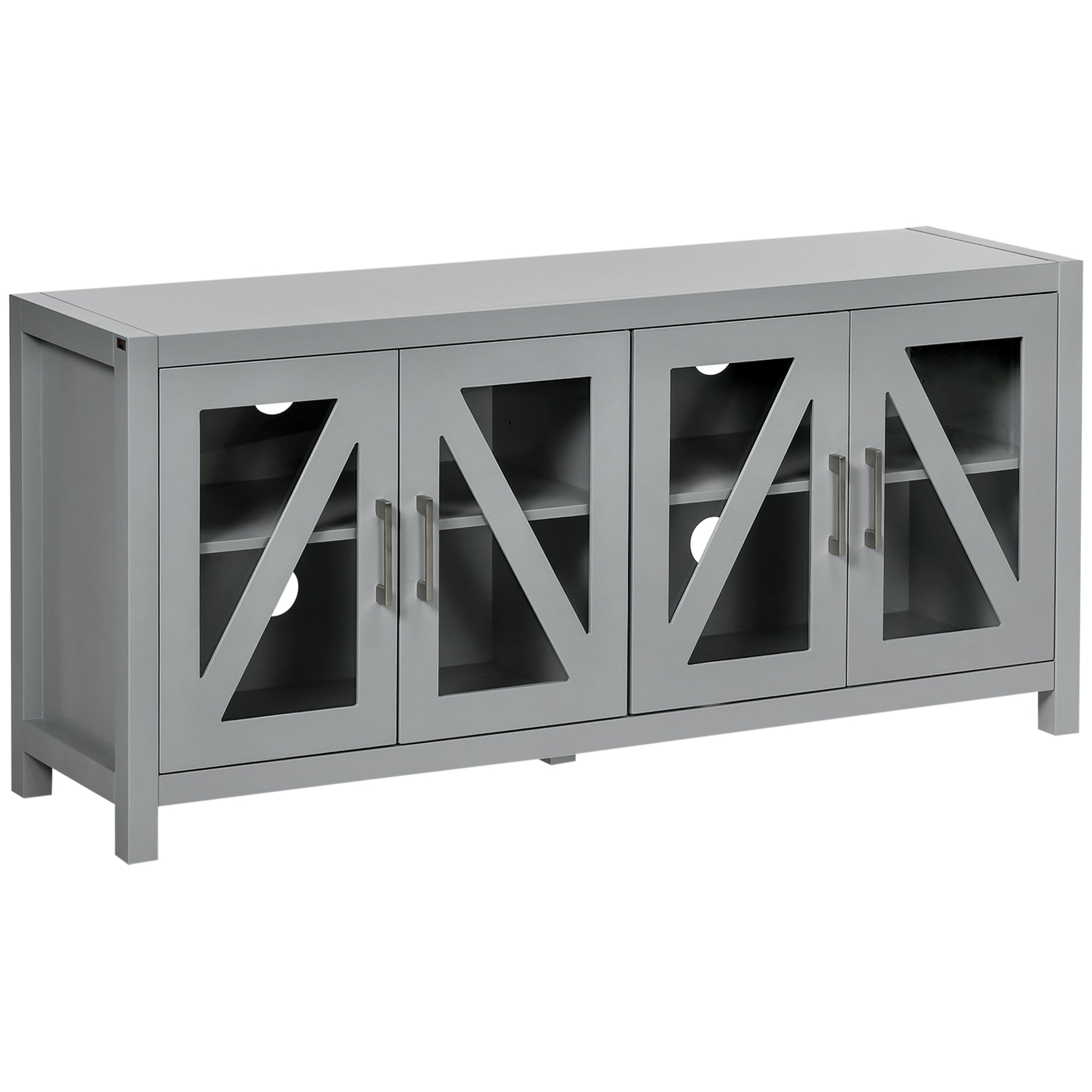 TV Cabinet Stand for 58" TVs, Media Console Cabinet w/ Storage, Adjustable Shelves, Gray