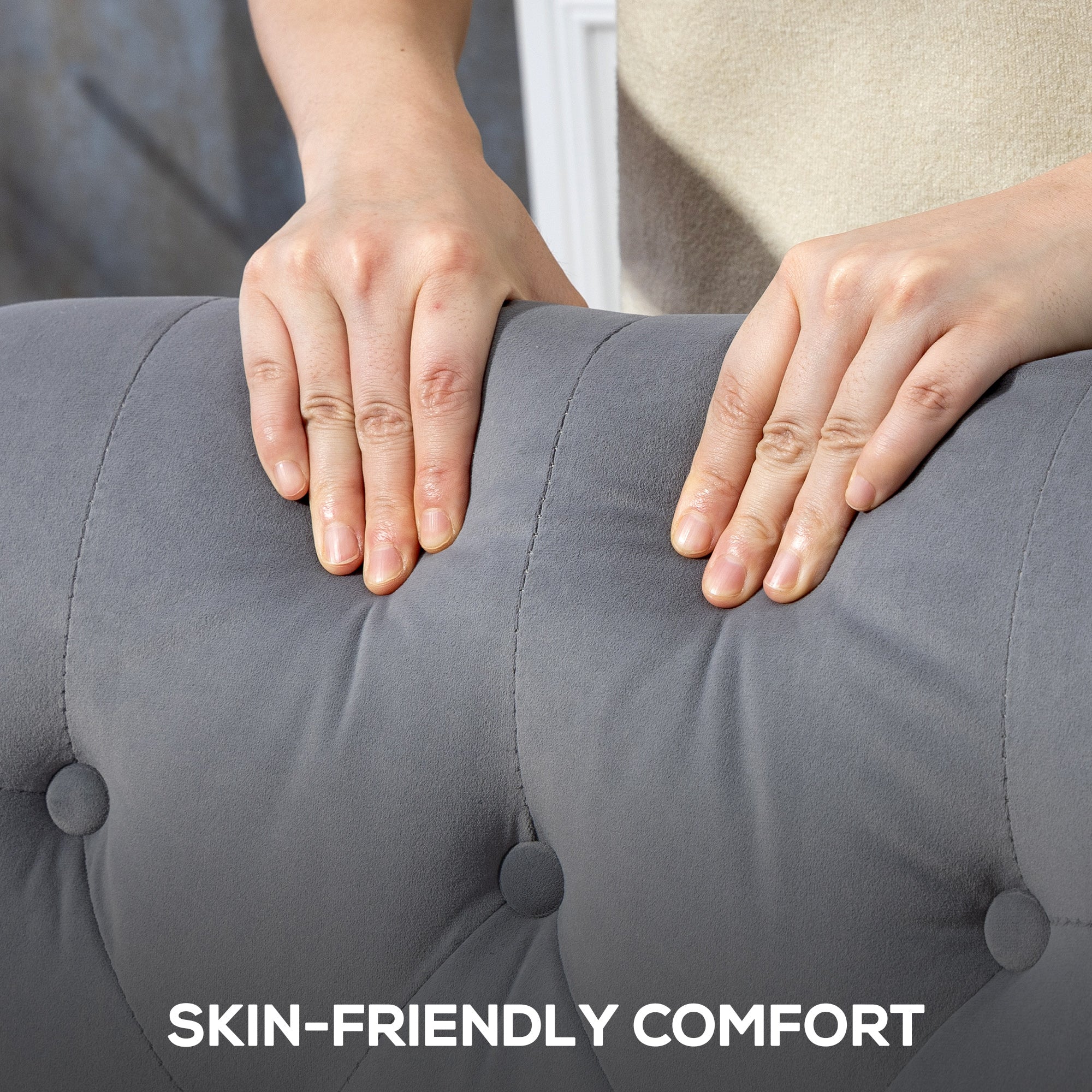 Retro Accent Chair, Velvet Wingback Armchair with Wood Frame Button Tufted Design for Living Room Bedroom, Light Grey