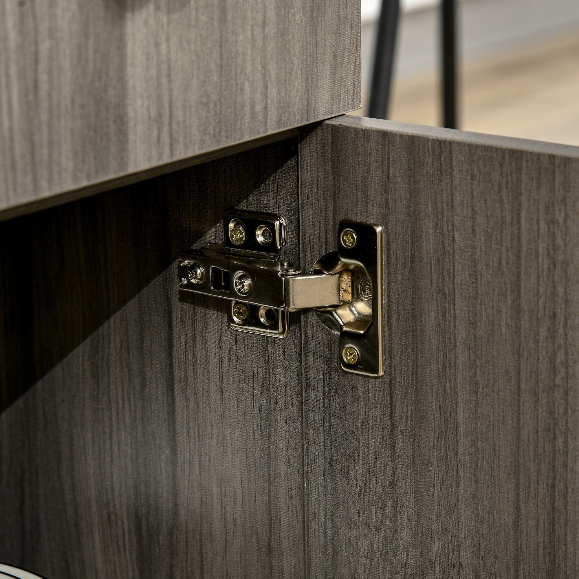 HOMCOM Folding Dining Table for 4-6, Rolling Drop Leaf Table with Storage Drawers, Cabinet and Open Shelf, Extendable Kitchen Table on Wheels, Grey