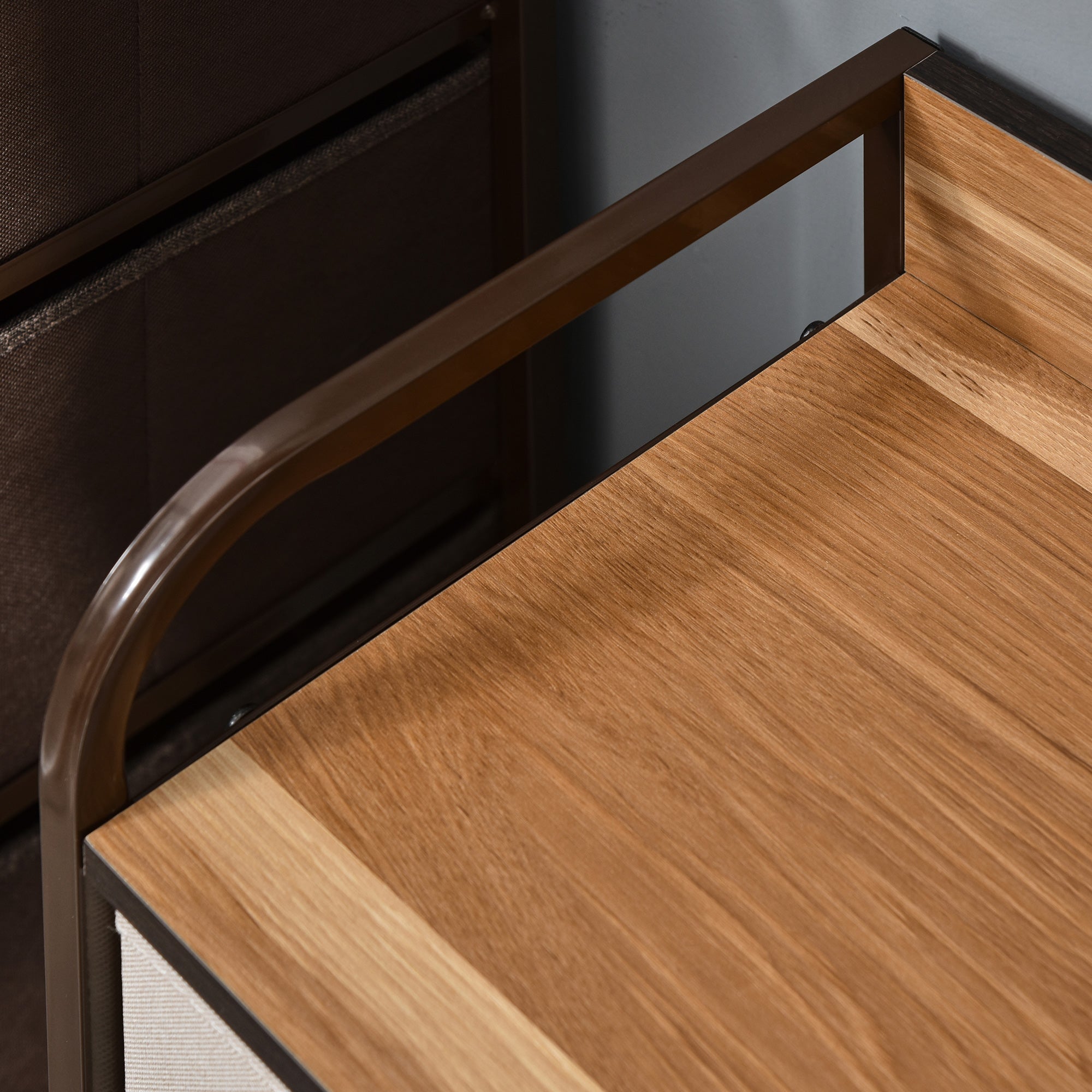 5-Drawer Dresser, Fabric Chest of Drawers, 2-Tier Storage Tower with Steel Frame and Wooden Top for Bedroom, Nursery Room, Multicoloured