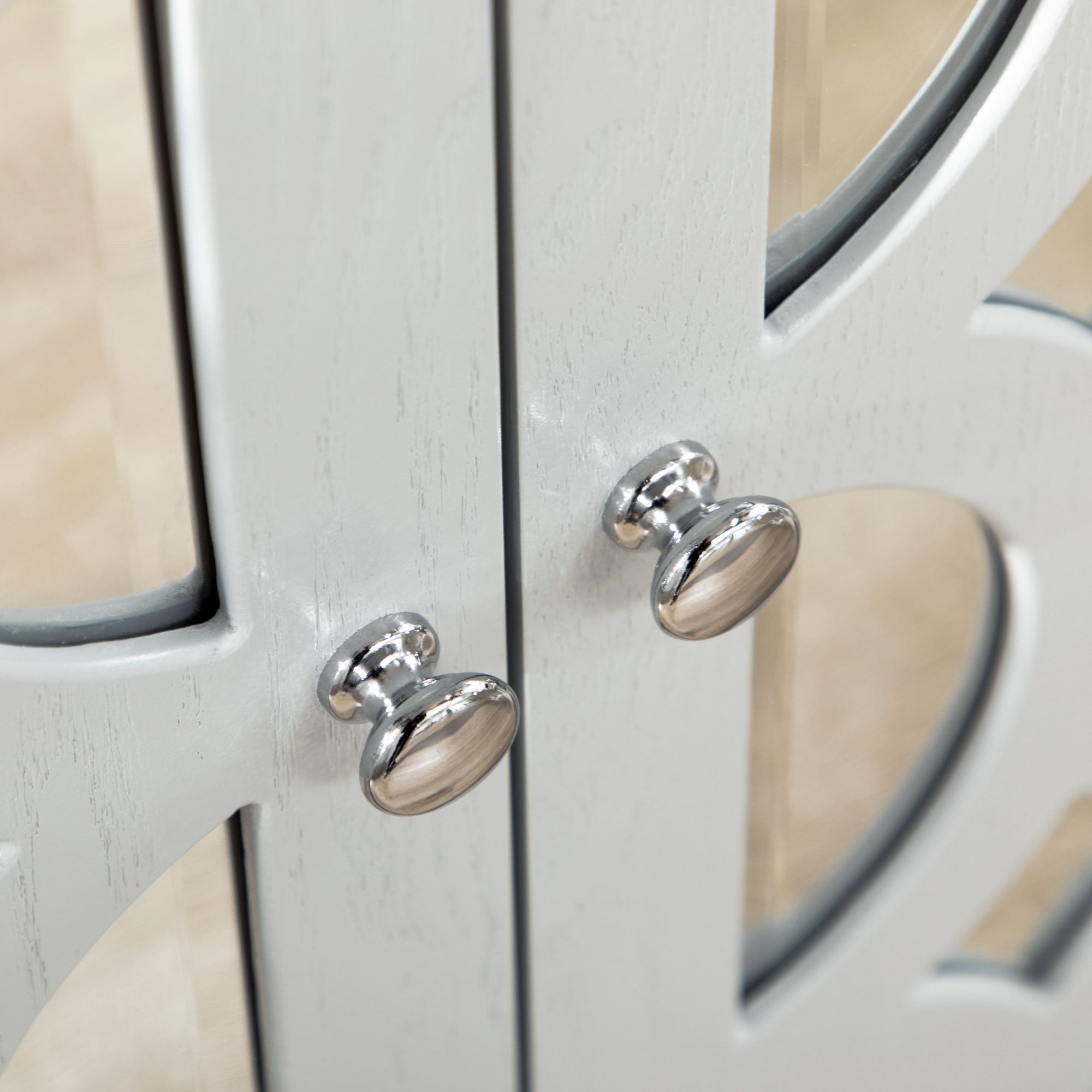 HOMCOM Mirrored Accent Cabinet, Kitchen Sideboard Buffet Cabinet with 2 Cupboard, Adjustable Interior Shelf for Living Room, Hallway, Gray