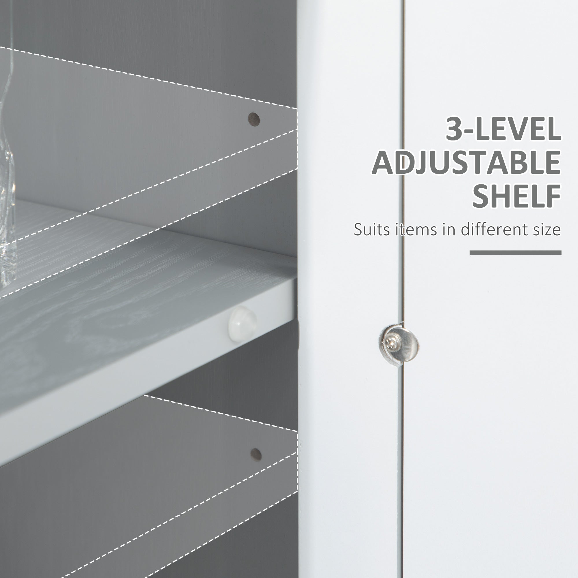 HOMCOM Mirrored Accent Cabinet, Kitchen Sideboard Buffet Cabinet with 2 Cupboard, Adjustable Interior Shelf for Living Room, Hallway, Gray