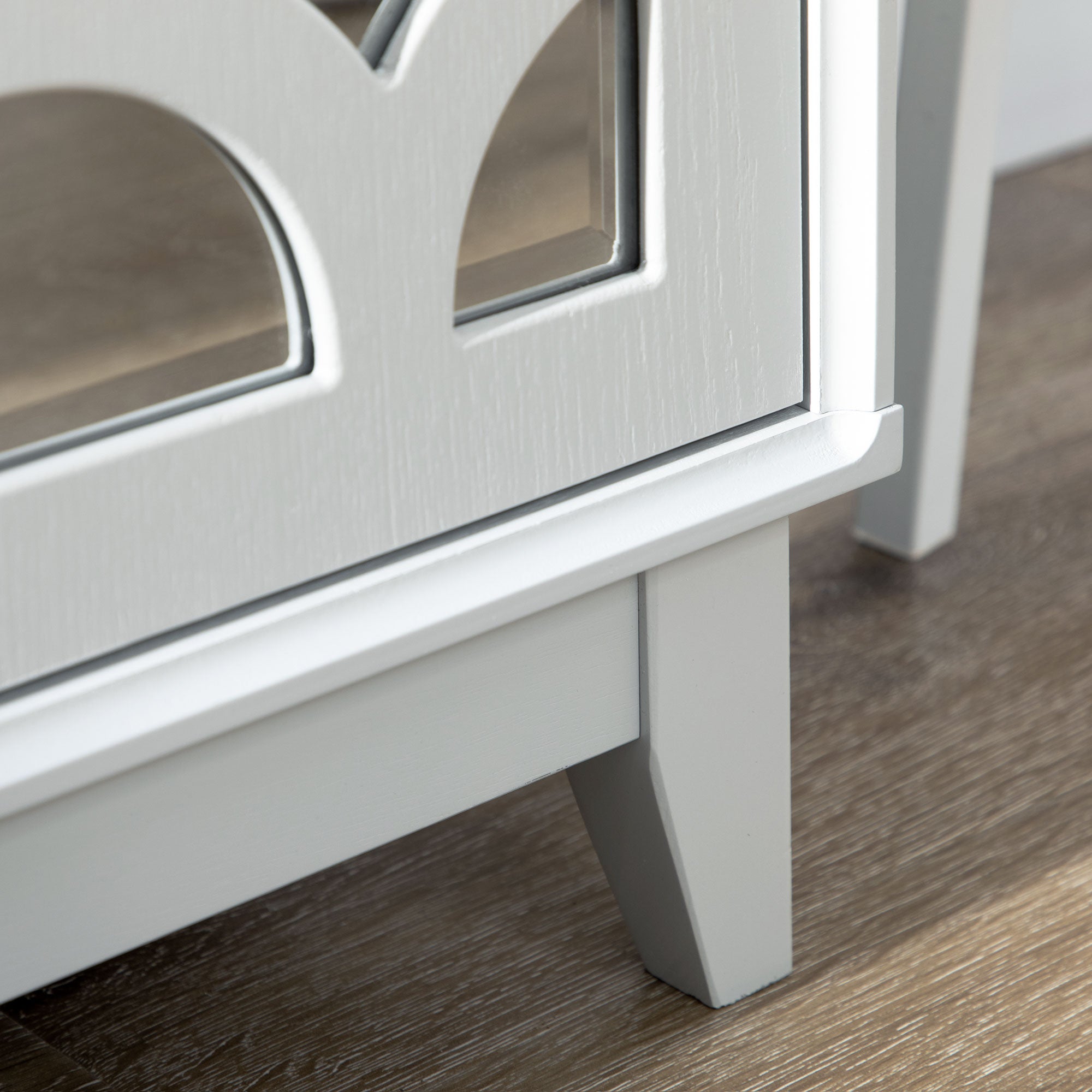 HOMCOM Mirrored Accent Cabinet, Kitchen Sideboard Buffet Cabinet with 2 Cupboard, Adjustable Interior Shelf for Living Room, Hallway, Gray