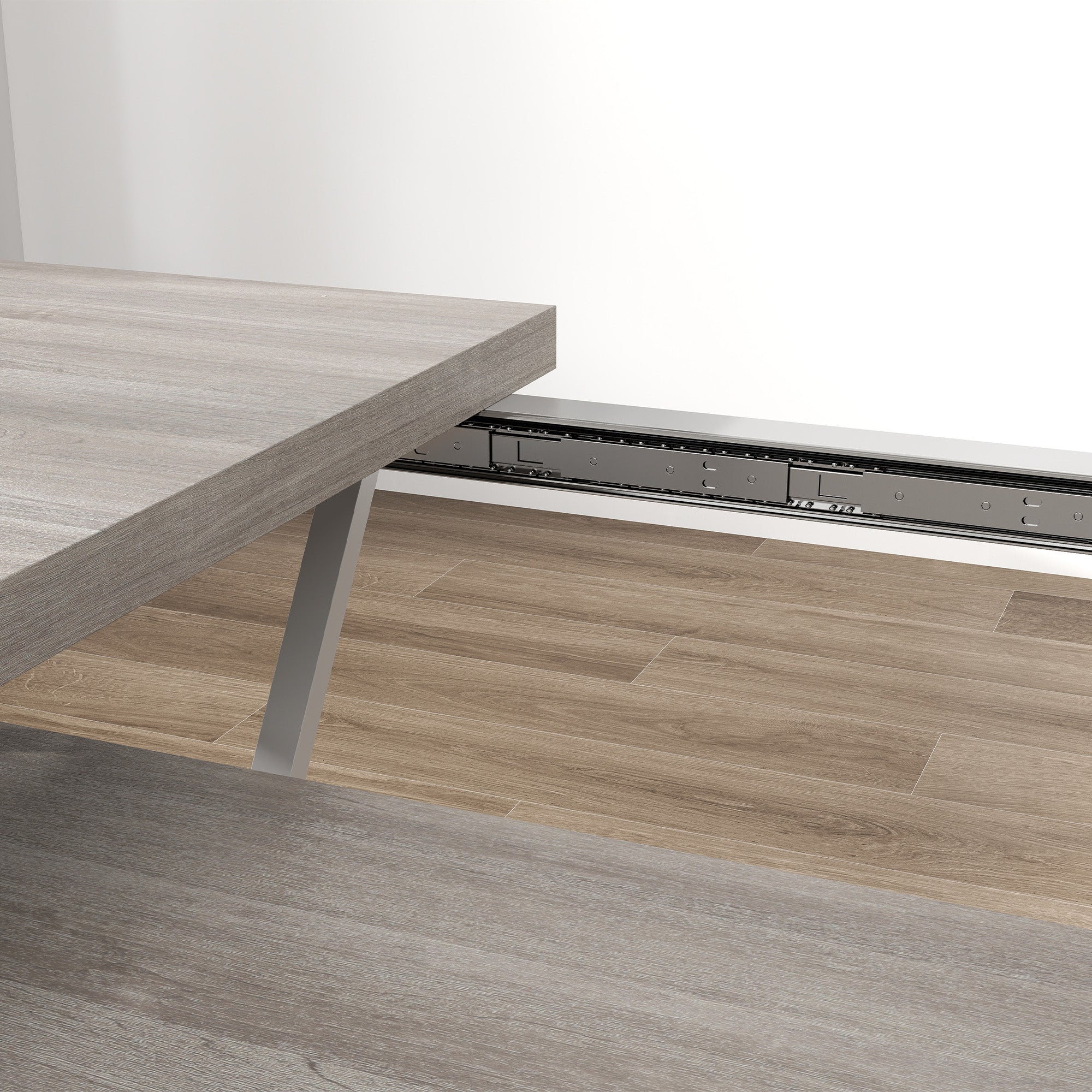 HOMCOM 63"-47" Expandable Dining Table for 4-6 People, Farmhouse Extendable Dining Room Table with Heavy Duty Metal Trestle Base, Rectangle Kitchen Table, Distressed Gray