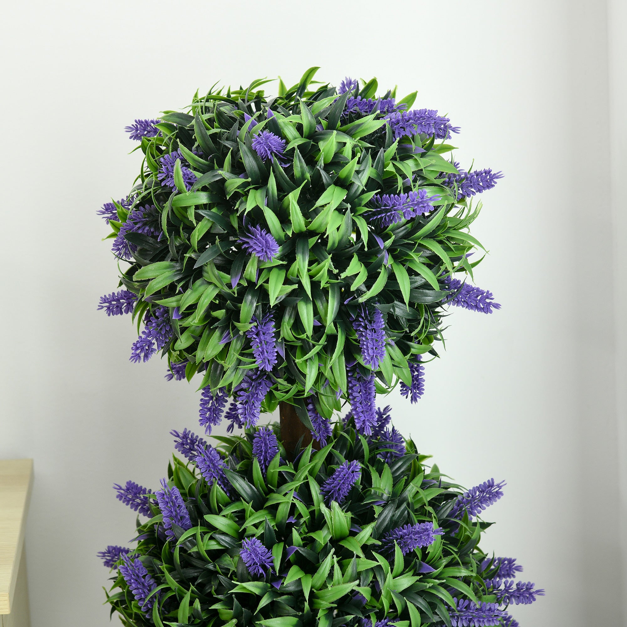 3.5ft Set of 2 Decorative Artificial Plants Ball Trees with Lavender Flowers in Pot Fake Plants for Home Indoor Outdoor Decor, Green