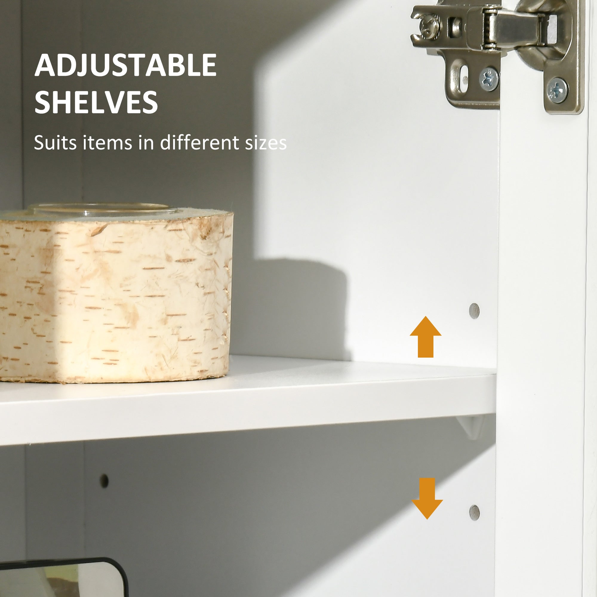 Coffee Bar Cabinet Sideboard Buffet with Storage Drawers and Glass Door, White