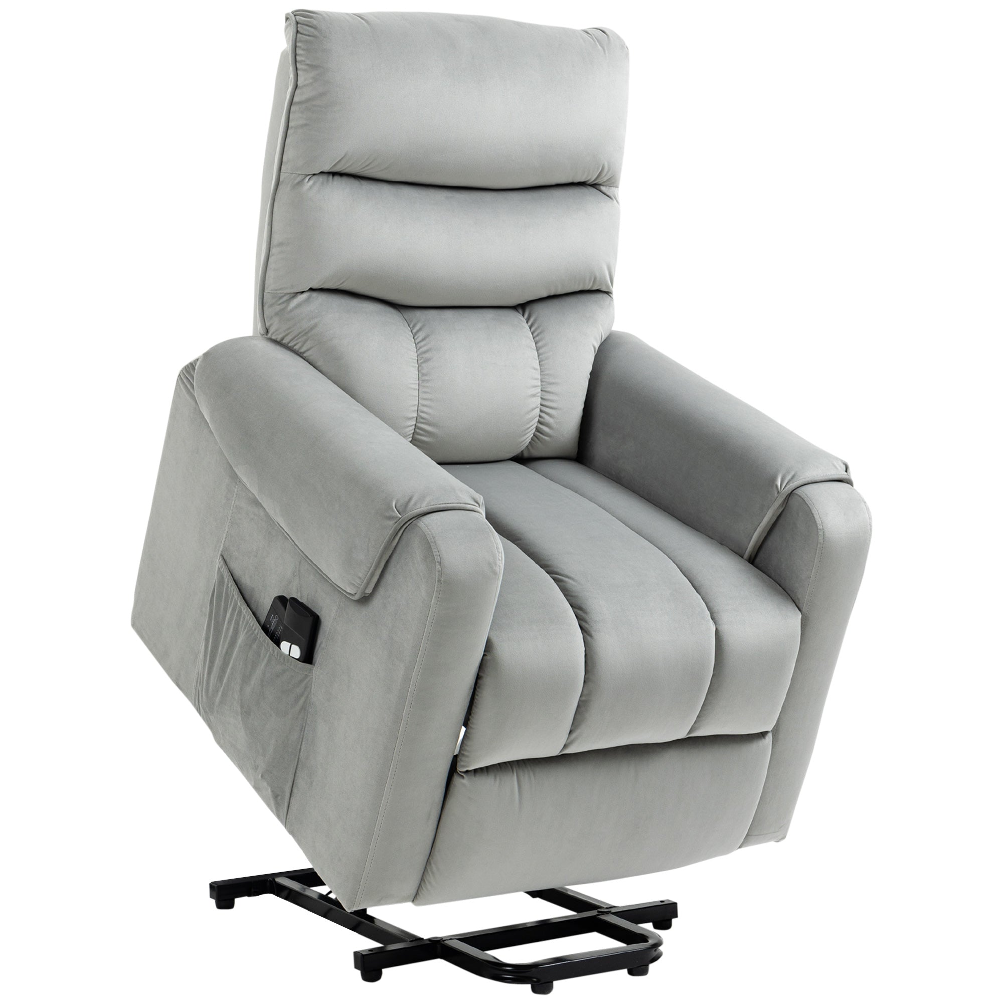 HOMCOM Power Lift Recliner for Elderly with 8 Vibration Points, Reclining Chair with Remote, Side Pockets and Footrest, Grey