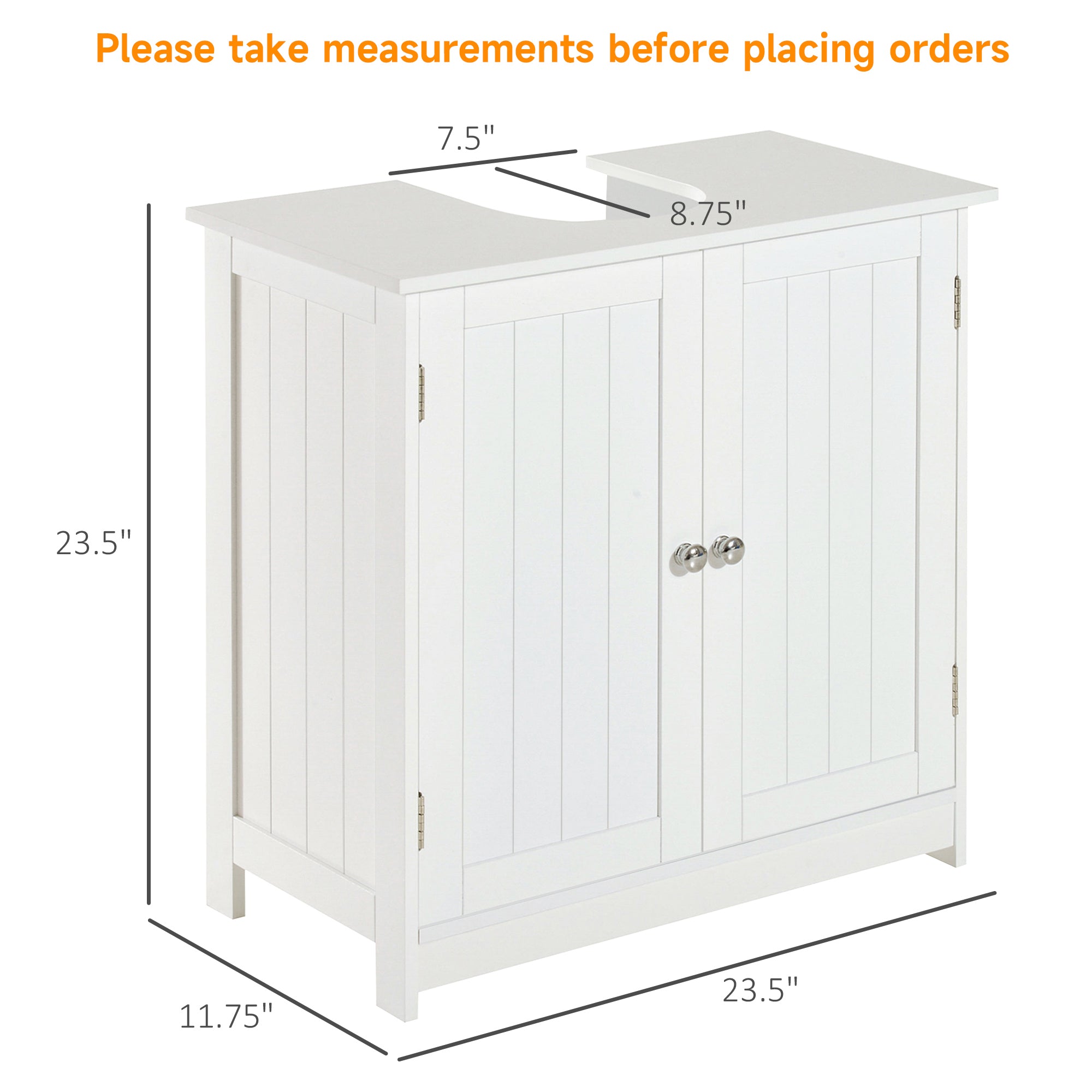 Under Sink Bathroom Cabinet with 2 Doors and Shelf Pedestal Sink Vanity Furniture White - HOMCOM