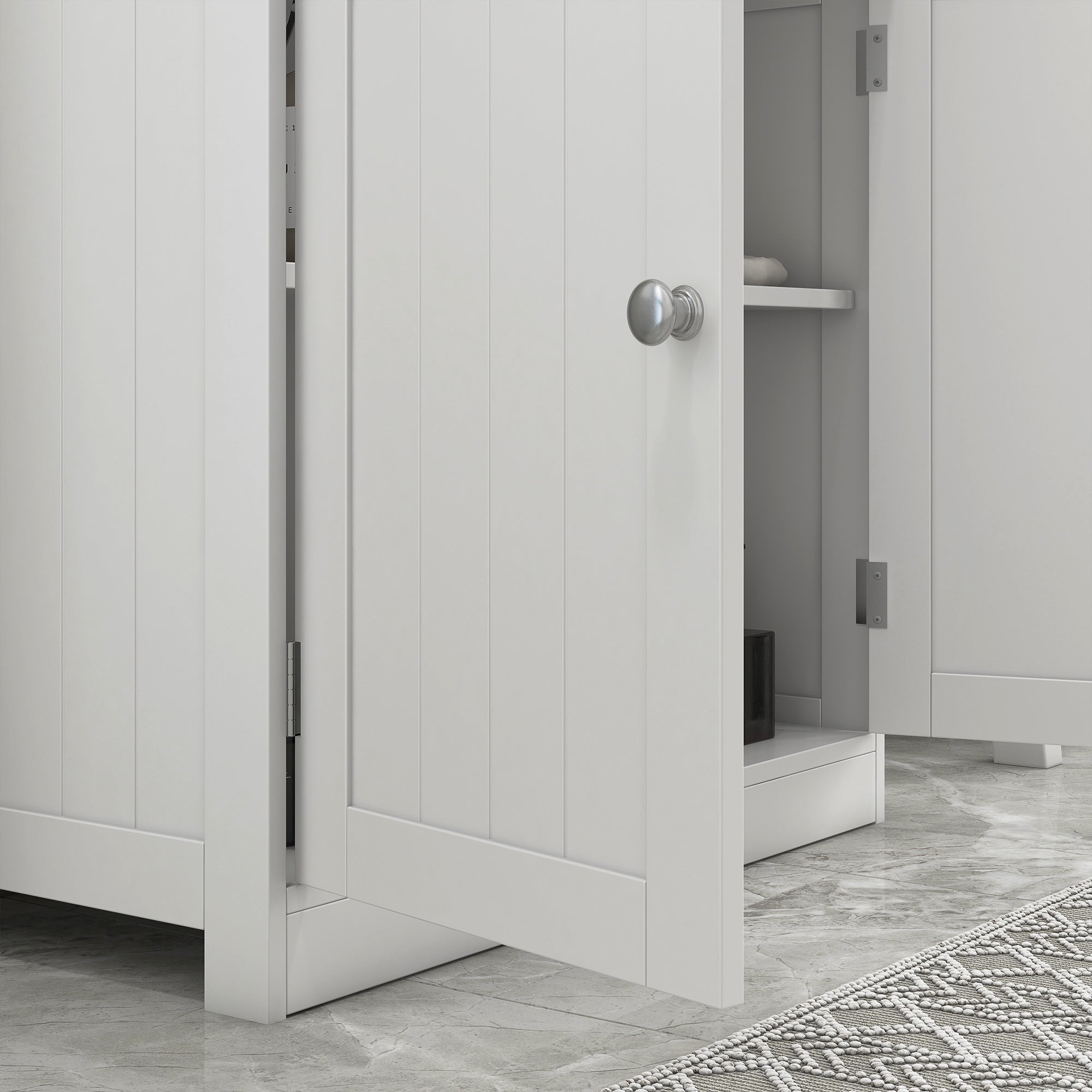 Under Sink Bathroom Cabinet with 2 Doors and Shelf Pedestal Sink Vanity Furniture White - HOMCOM