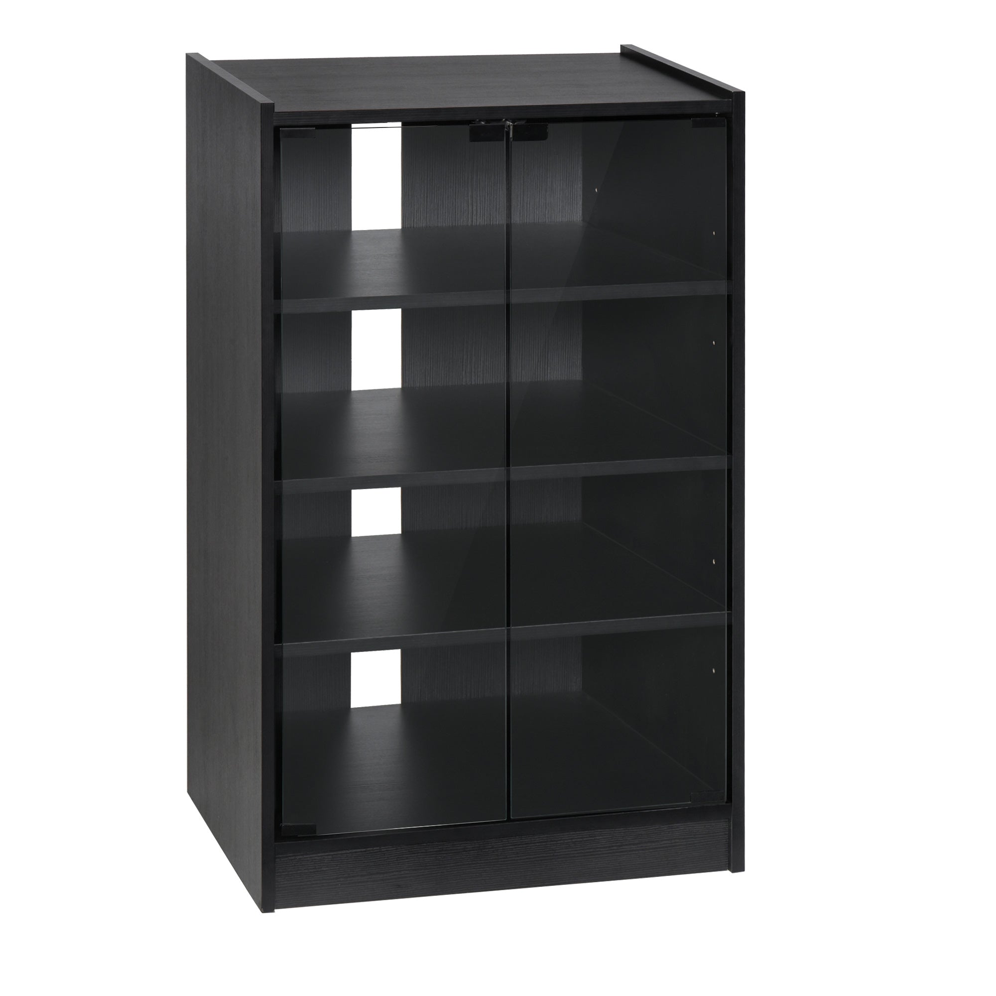 4-Tier Media Cabinet Stand w/ Adjustable Shelves & Cable Management, Distressed Black
