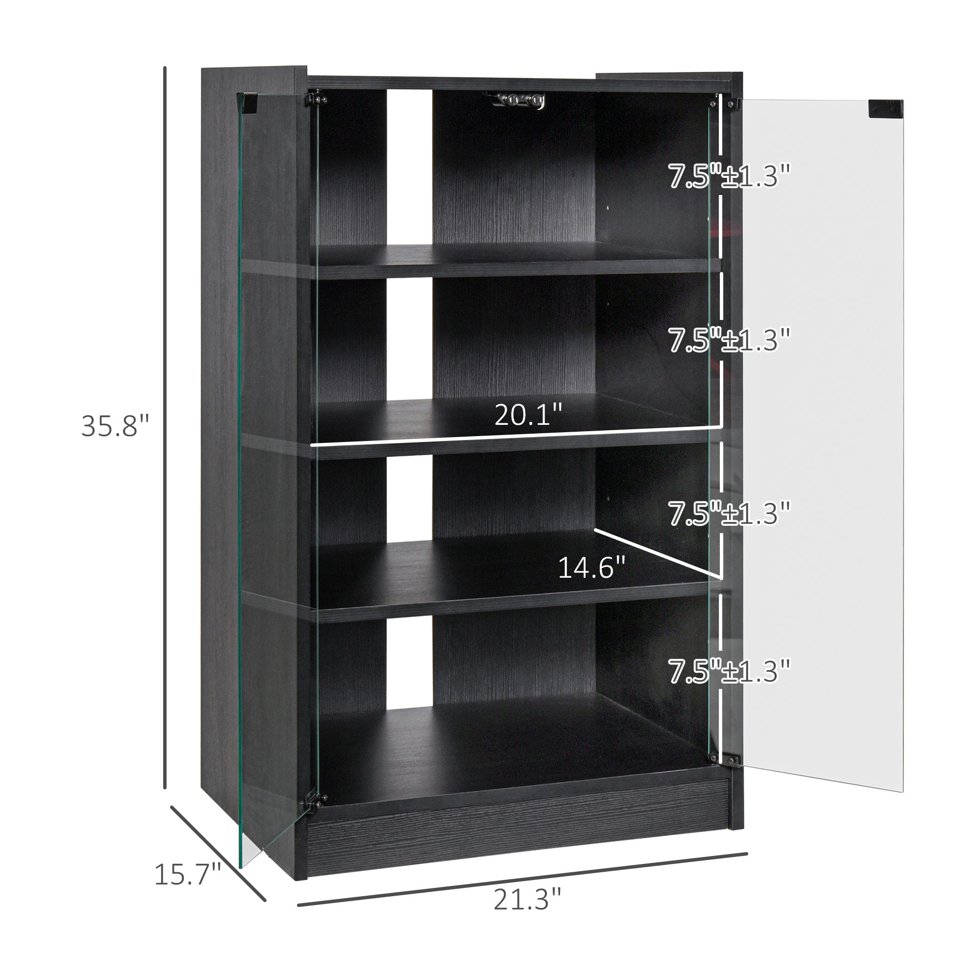 4-Tier Media Cabinet Stand w/ Adjustable Shelves & Cable Management, Distressed Black